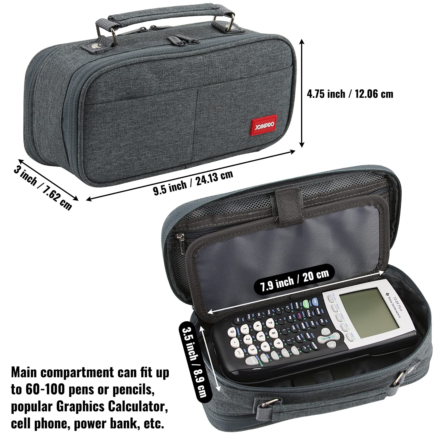 JOINPRO Large Capacity Pencil Case, 4 Compartment Pen Pouch Organizer with Double Zipper, Storage