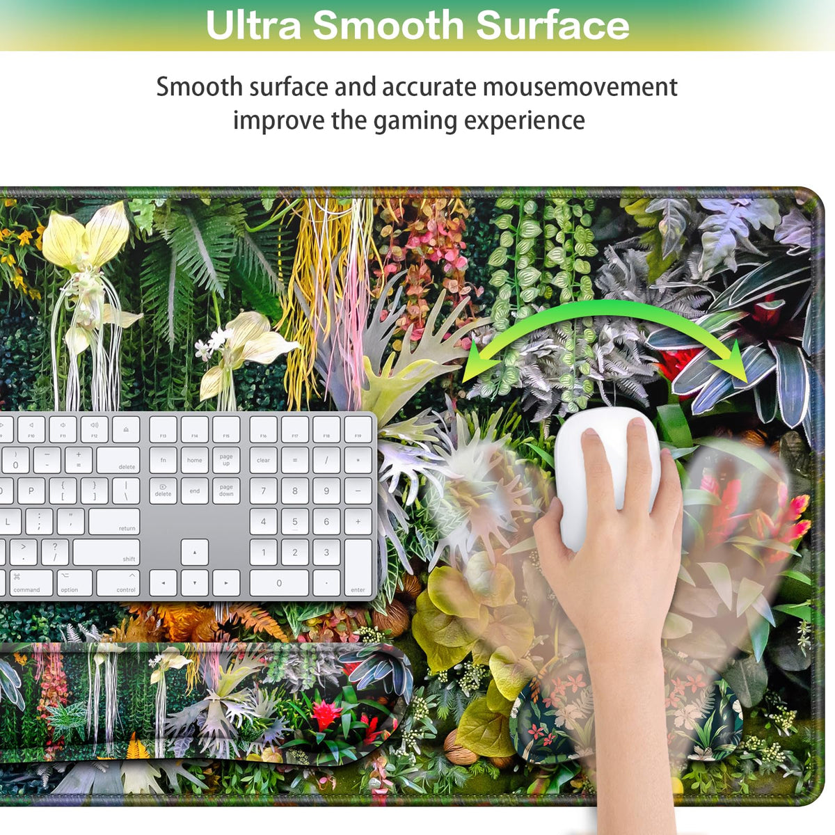 Desk Mat Floral, Large Gaming Mouse Pad with Wrist Rest 4in1 XXL
