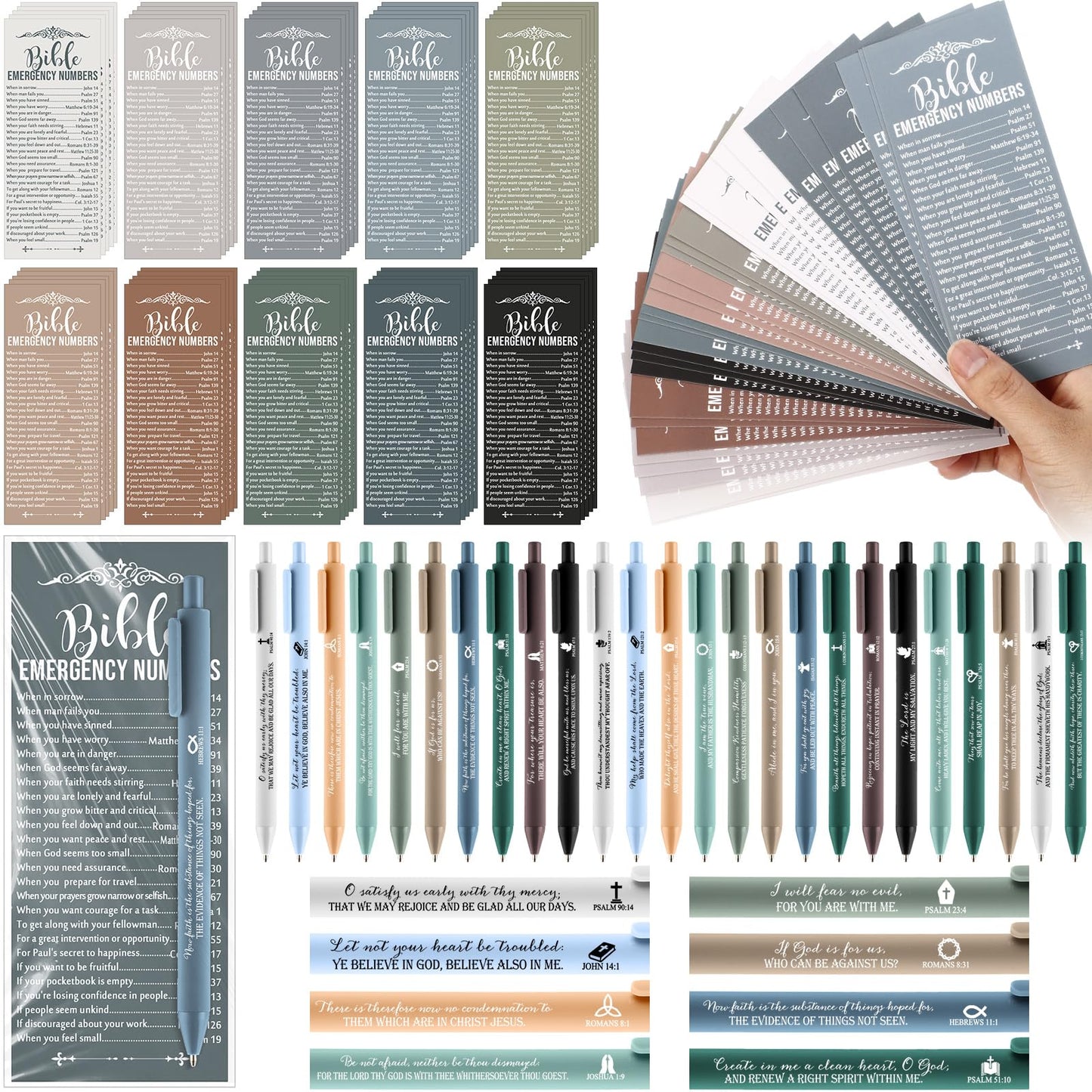 Feifeiya 50 Sets Christian Pens Bible Verse Gifts, Boho Color, English