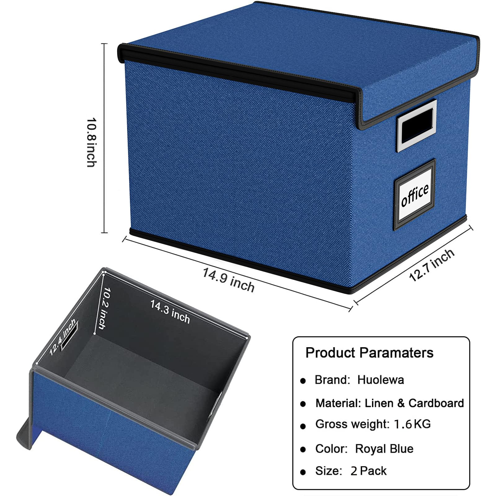 Huolewa File Organizer Box with Lids, Collapsible File Folder Organizer