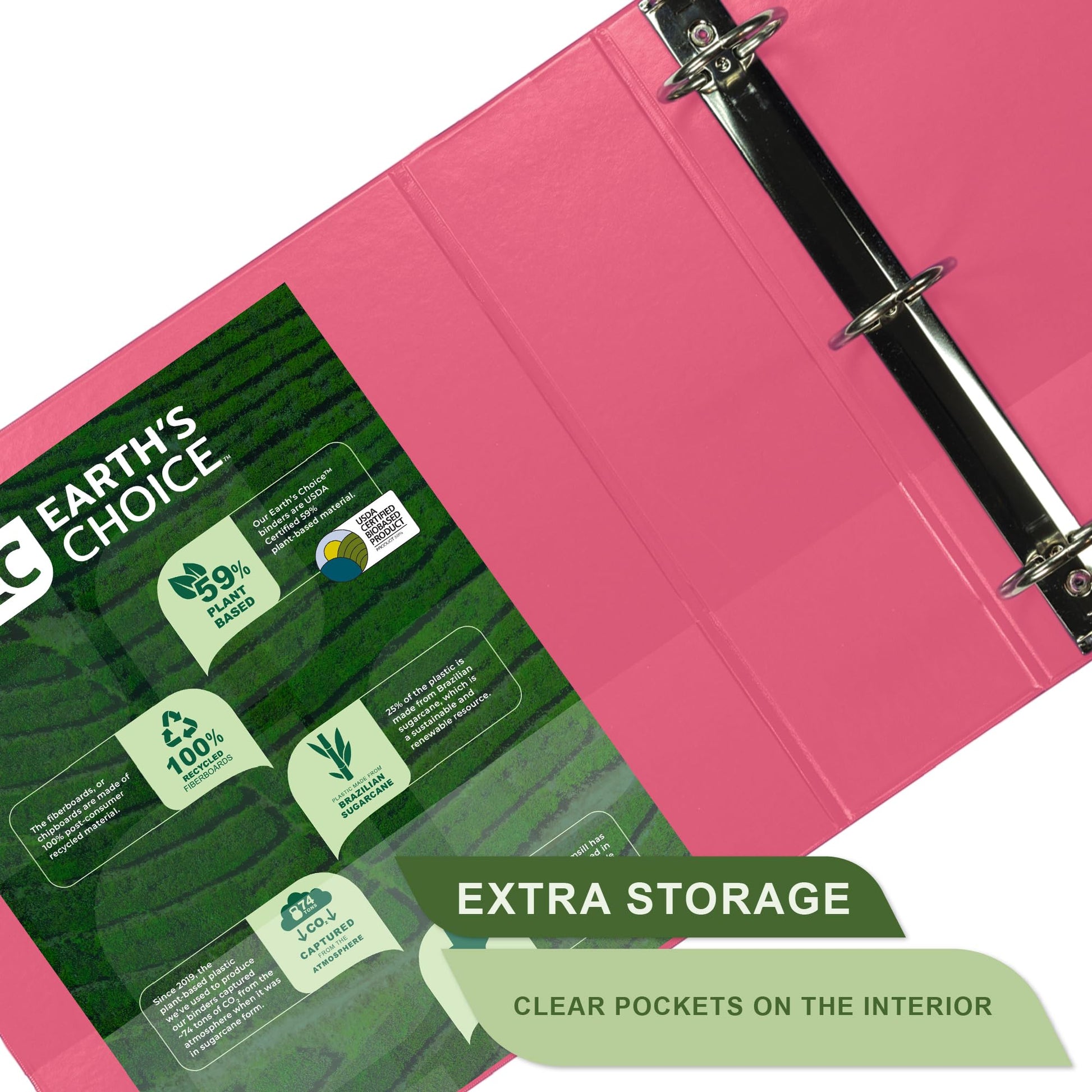 Samsill Plant-Based 3 Inch Durable Round Ring, View Binder, Eco-Friendly, USDA Certified Biobased