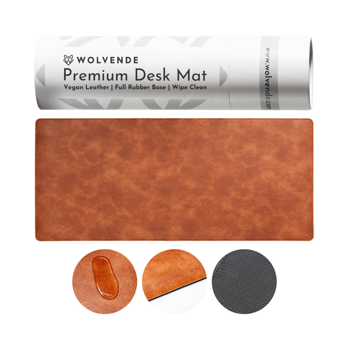 Wolvende Premium Distressed Faux Vegan Leather Desk Mat | Multifunctional Desk Pad for Home Office