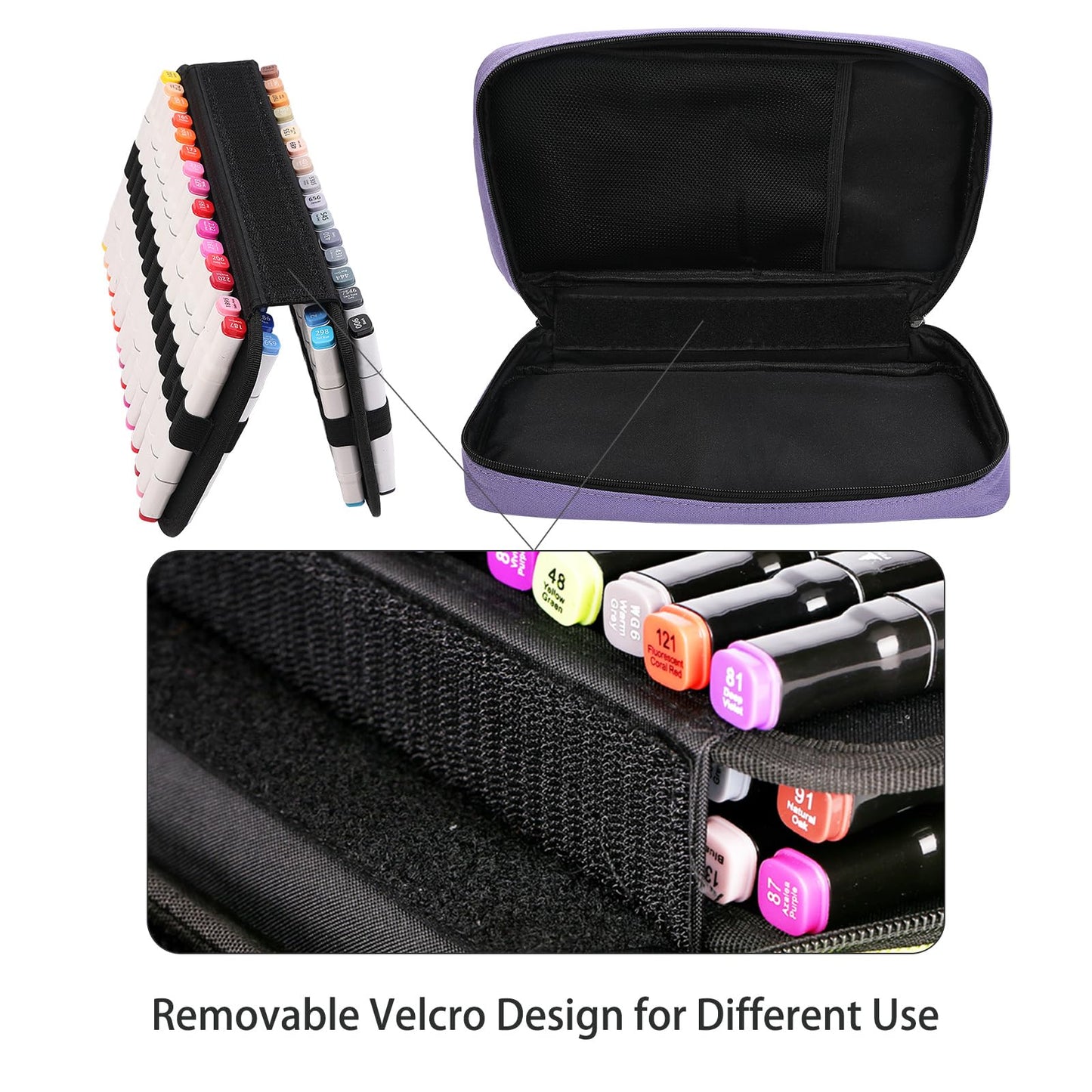 BOMKEE Large Marker Organizer - 60 Slot Case with Carrying Handle