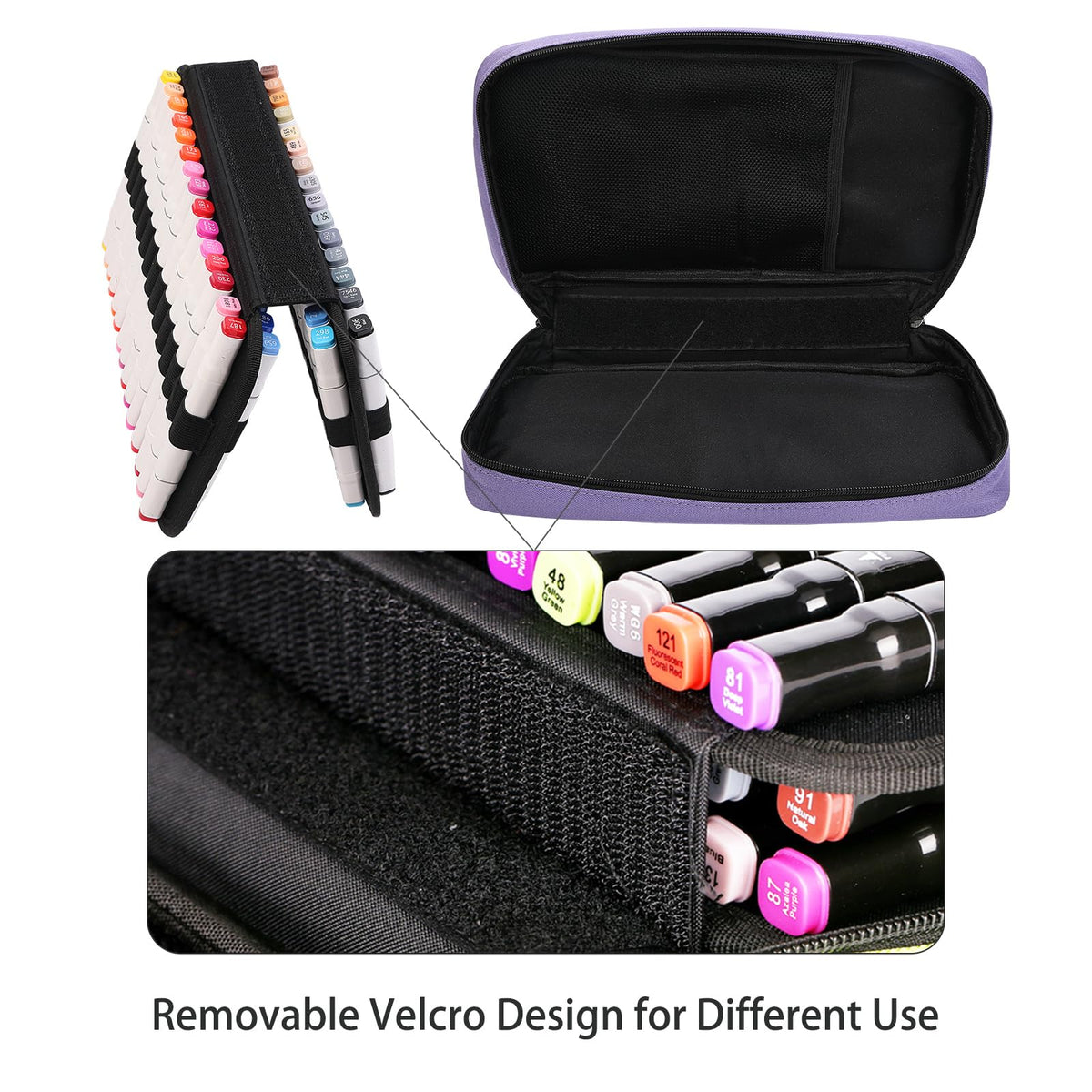 BOMKEE Large Marker Organizer - 60 Slot Case with Carrying Handle