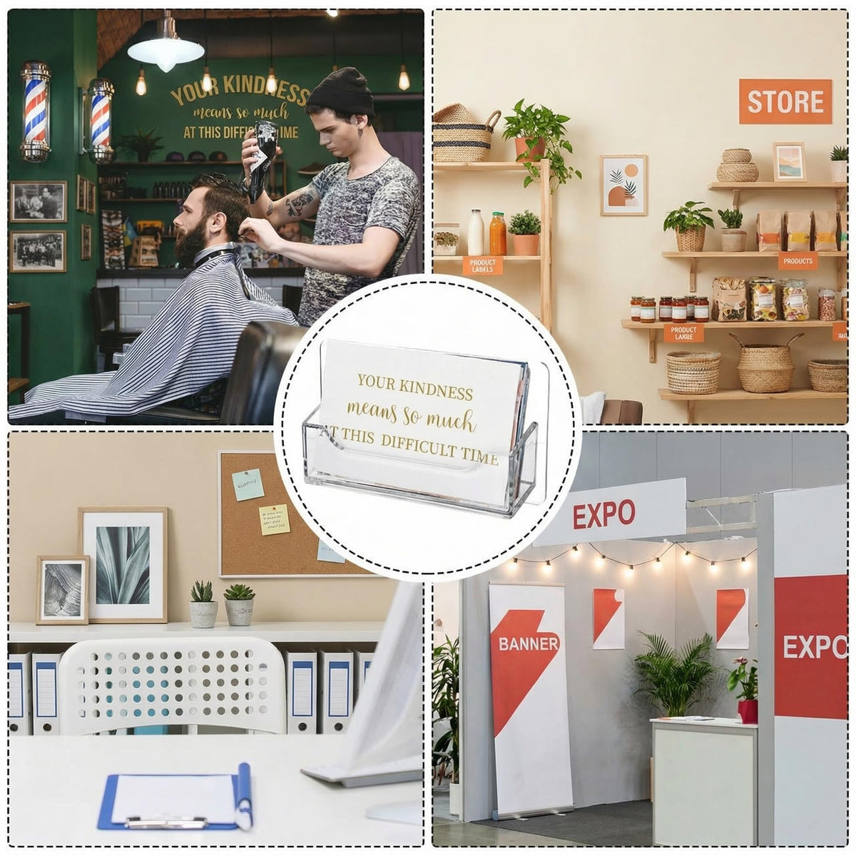 Wesiti 24 Pcs Individual Acrylic Business Card Holders, Wall & Desk Display