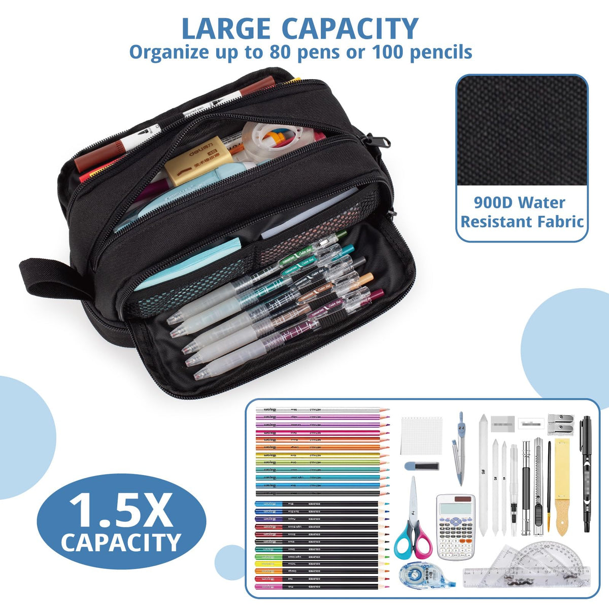 Tactical 4 Compartments Pencil Case for Boy, Large Pen Pouch Bag for School