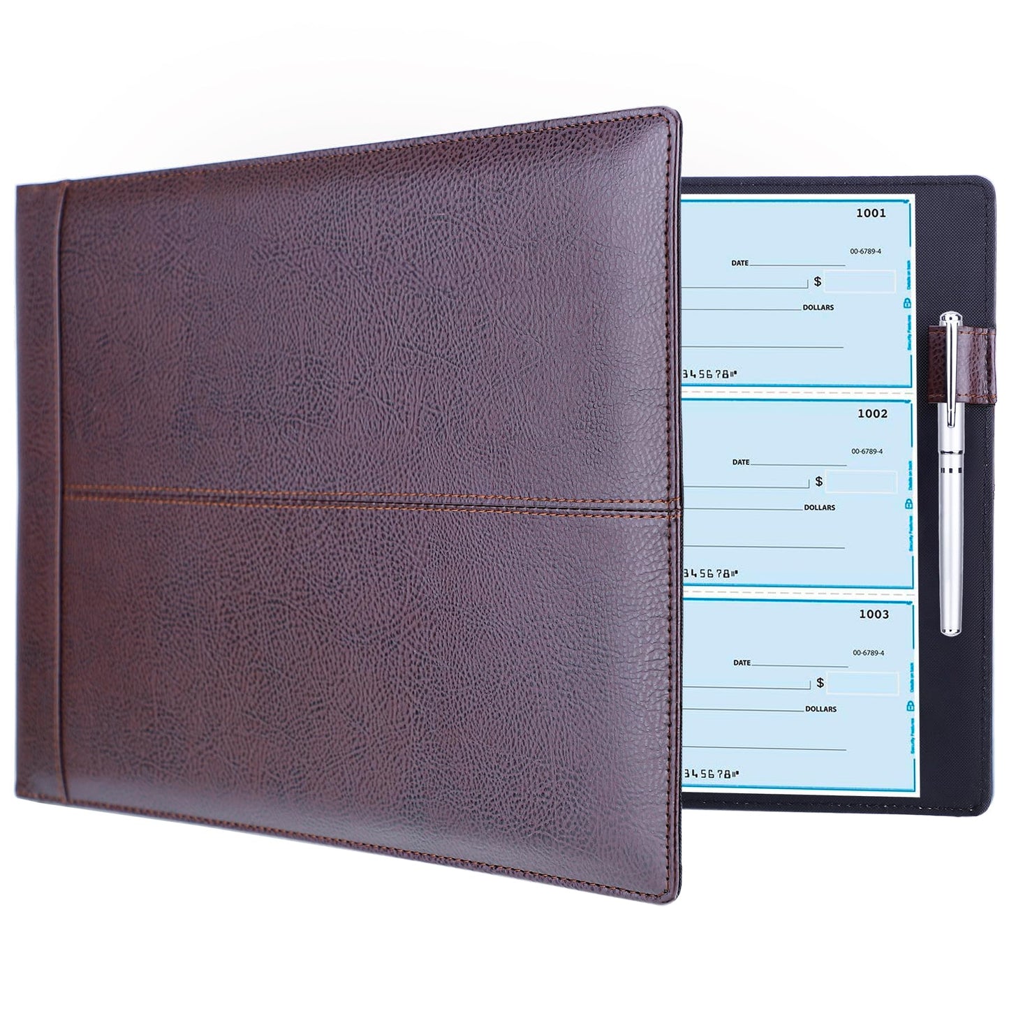 Antner 7 Ring Business Checkbook Binder for Business Checks, 600 Checks Capacity, PU Leather Check
