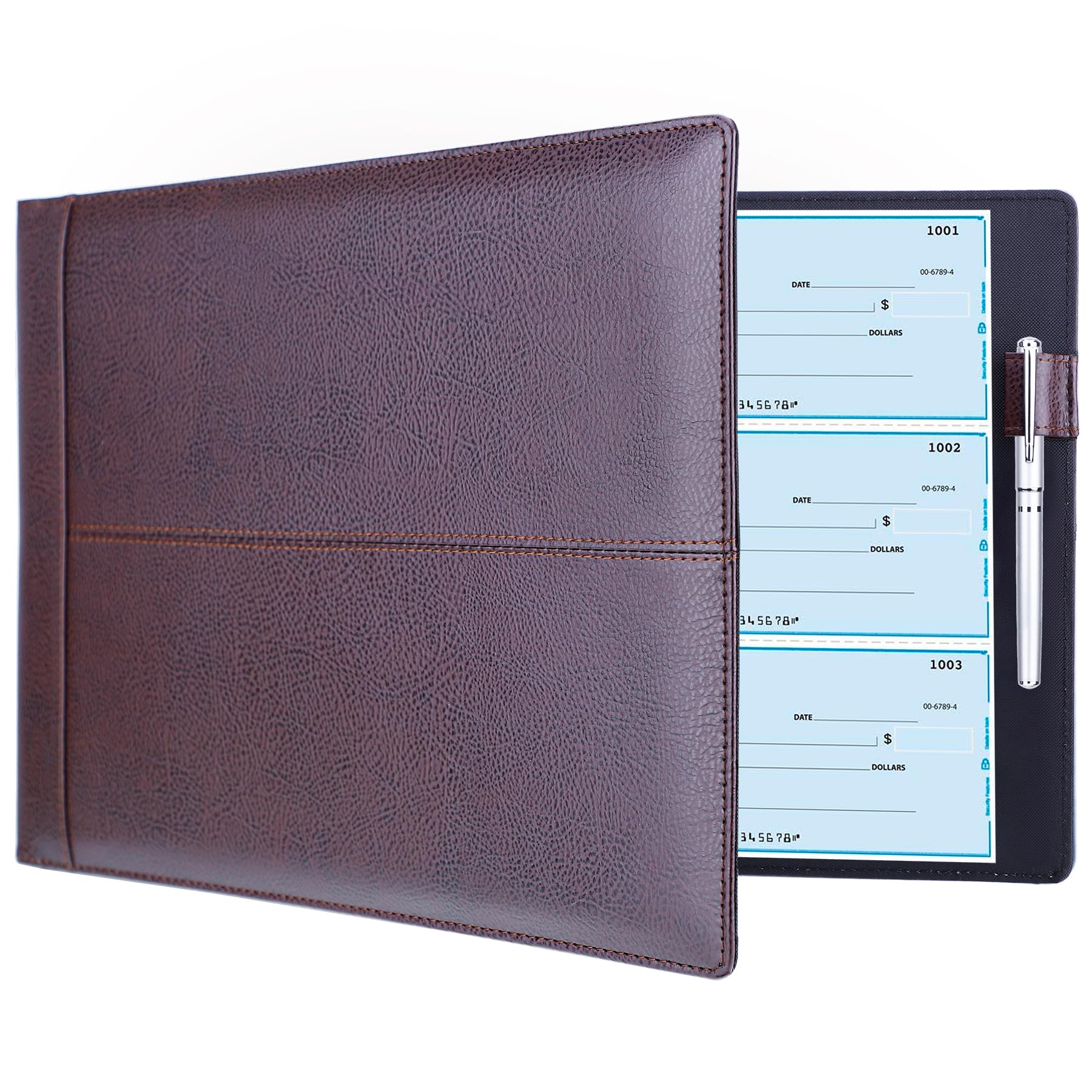 Antner 7 Ring Business Checkbook Binder for Business Checks, 600 Checks Capacity, PU Leather Check