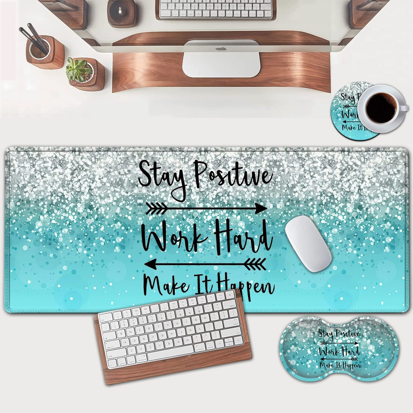 Large Mouse Pad, Extended Office Desk Pad 31.5x11.8in, Ergonomic Memory Foam Mouse Wrist Rest