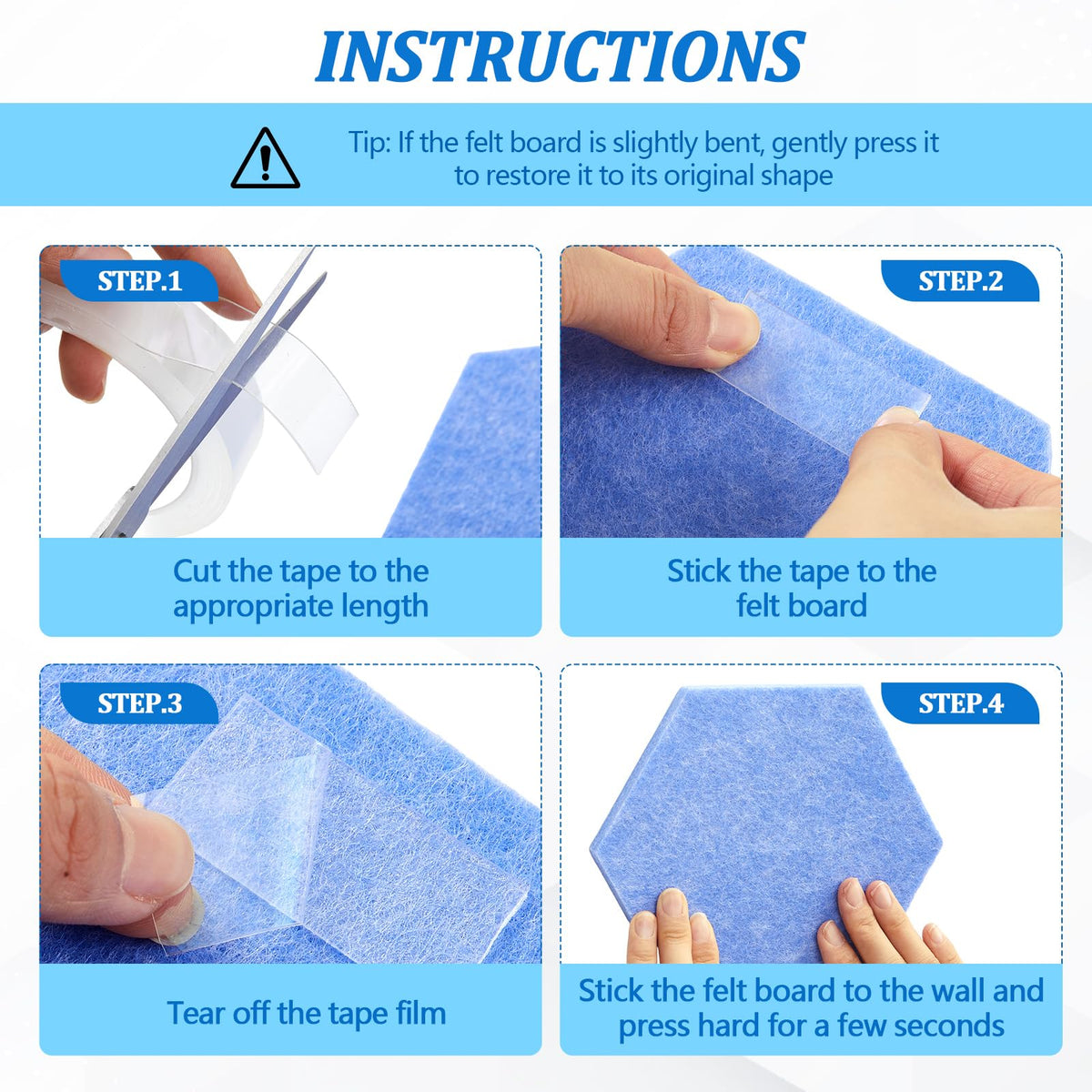 6.7 x 5.9 in 16 Pcs Hexagon Cork Board Tiles, Felt Pin Boards, Ocean