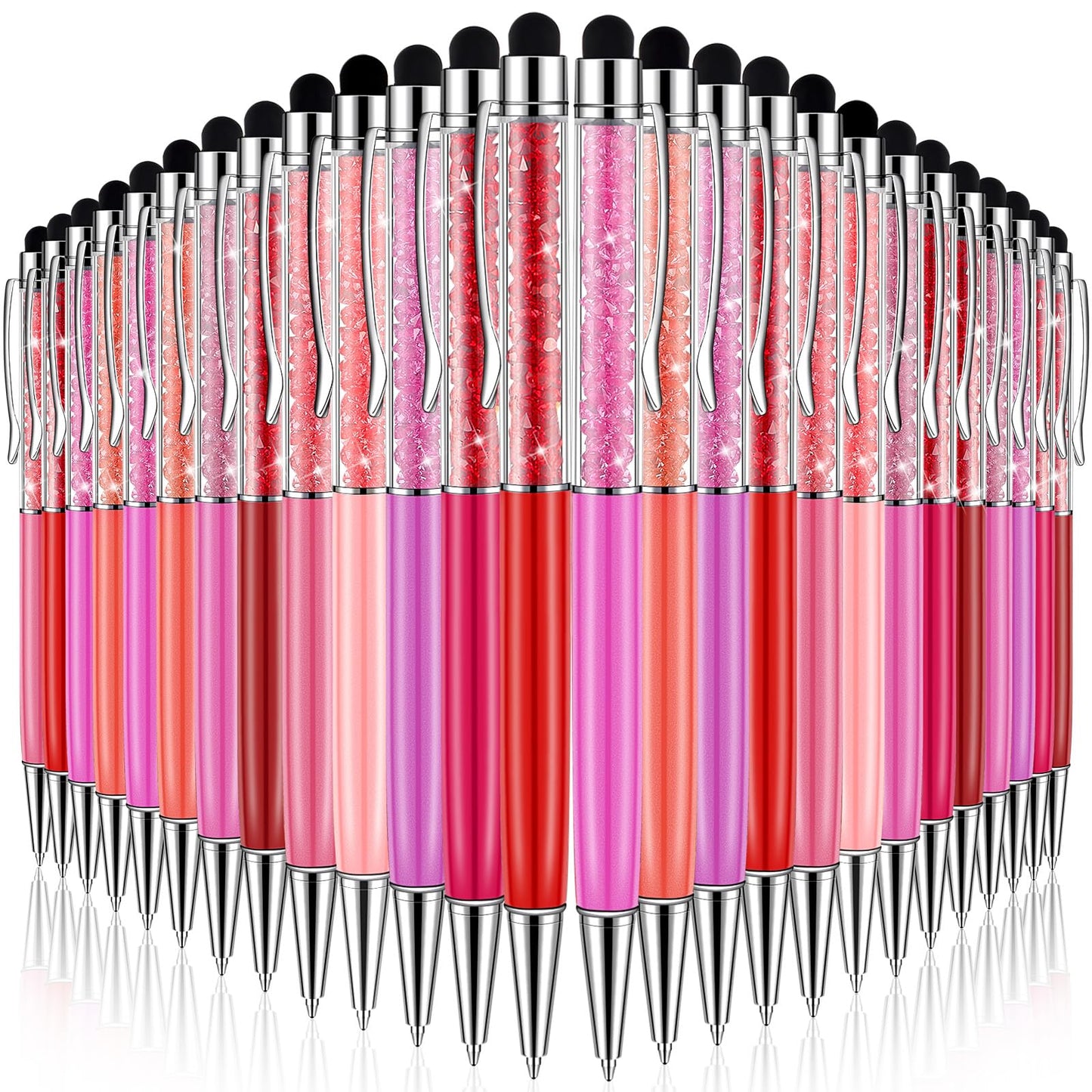 HESTYA 26 Pcs Crystal Stylus Ballpoint Pens 2-in-1 for Women, Warm Colors