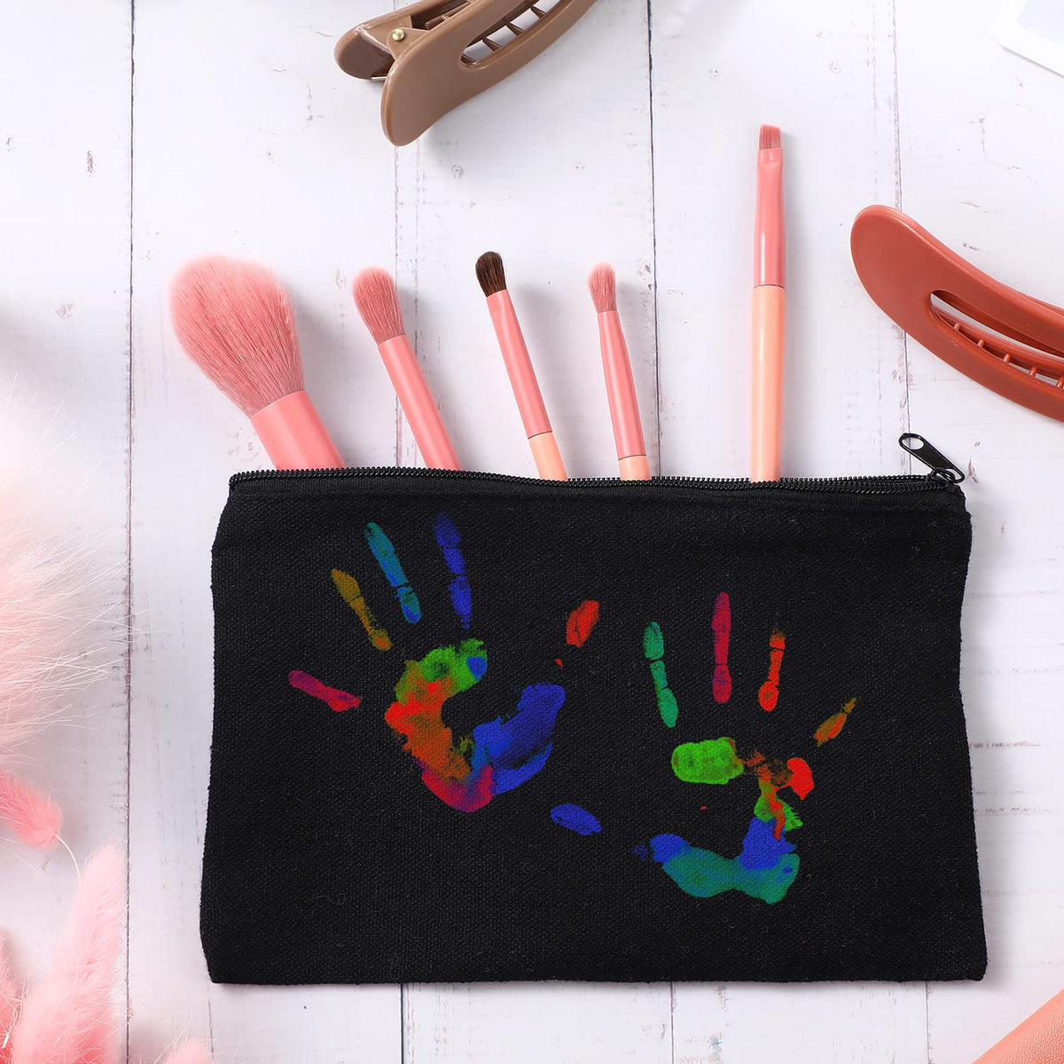 Frienda 50 Pcs Canvas Zipper Pouch Bulk Gift, Black
