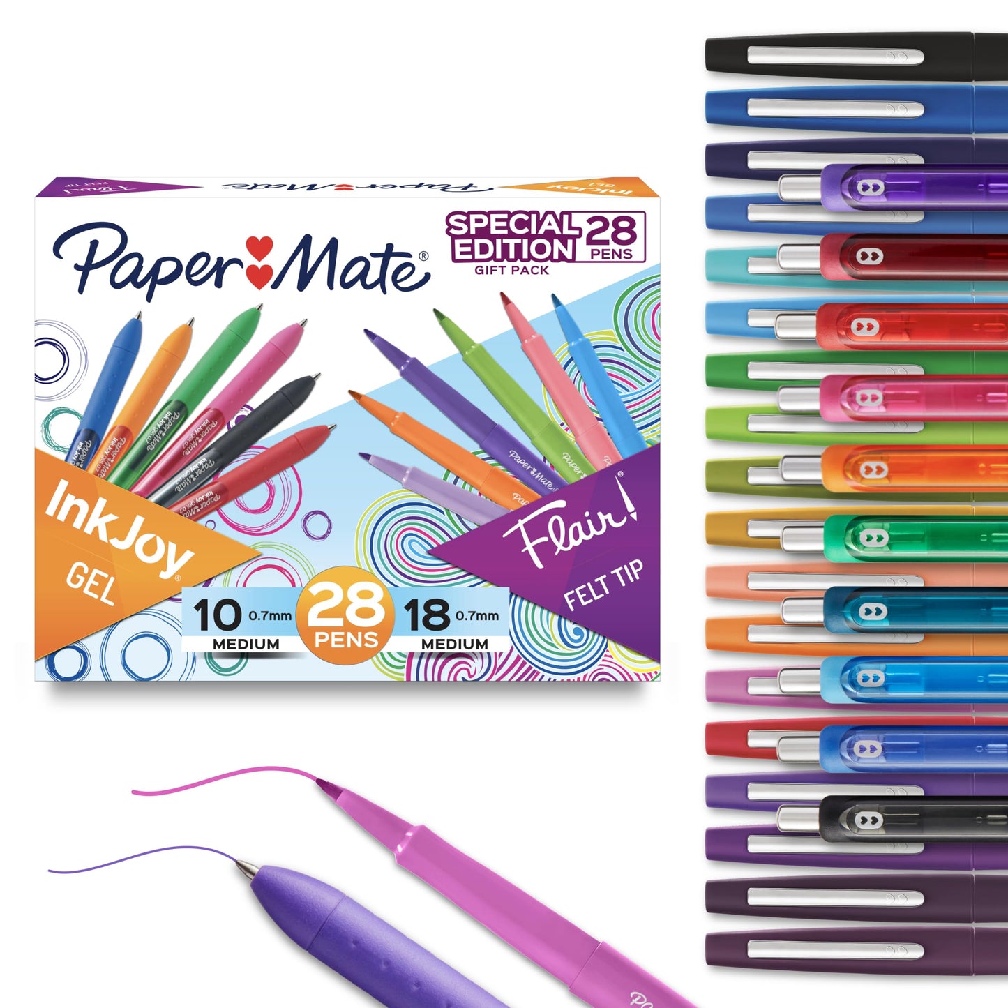 Paper Mate Pens Variety Pack, InkJoy Retractable Gel Pens, Flair Felt Tip, 28 Count - Assorted