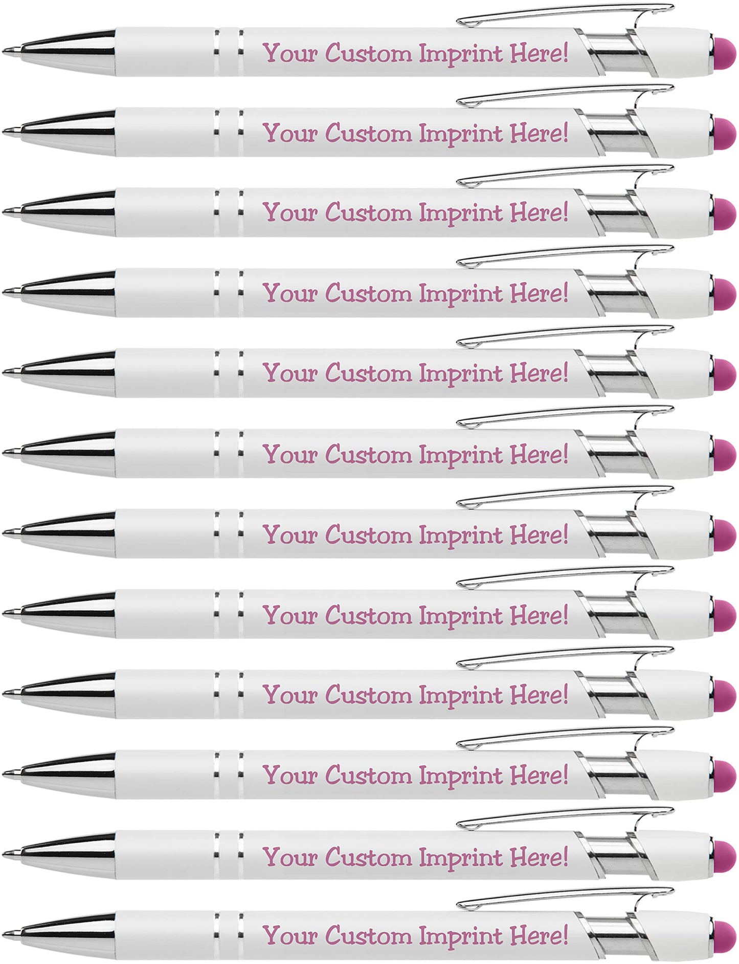 ExpressDesigns™ - Premium Custom Pens with Stylus | Beautiful White | Personalized Soft-Touch Metal