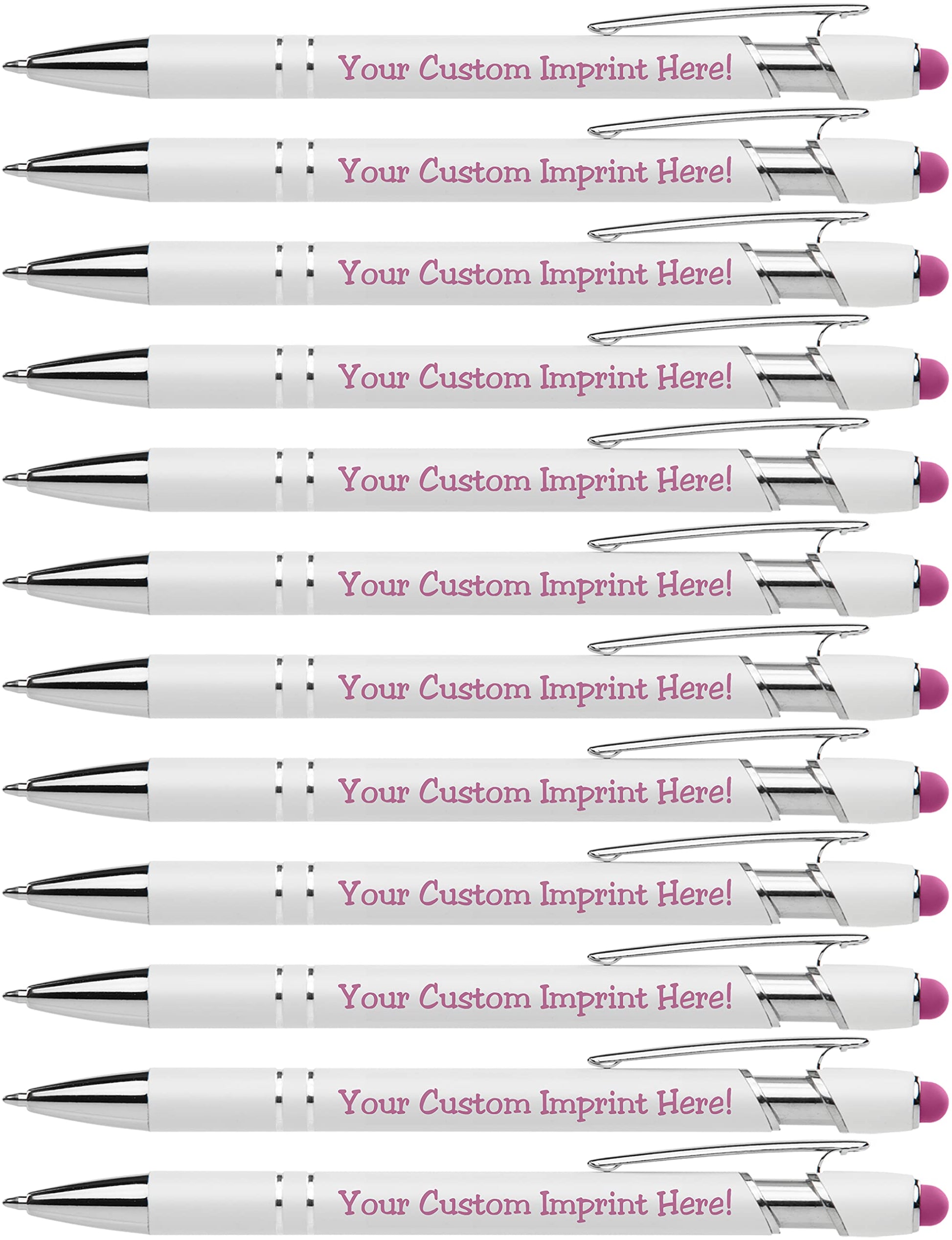 ExpressDesigns™ - Premium Custom Pens with Stylus | Beautiful White | Personalized Soft-Touch Metal