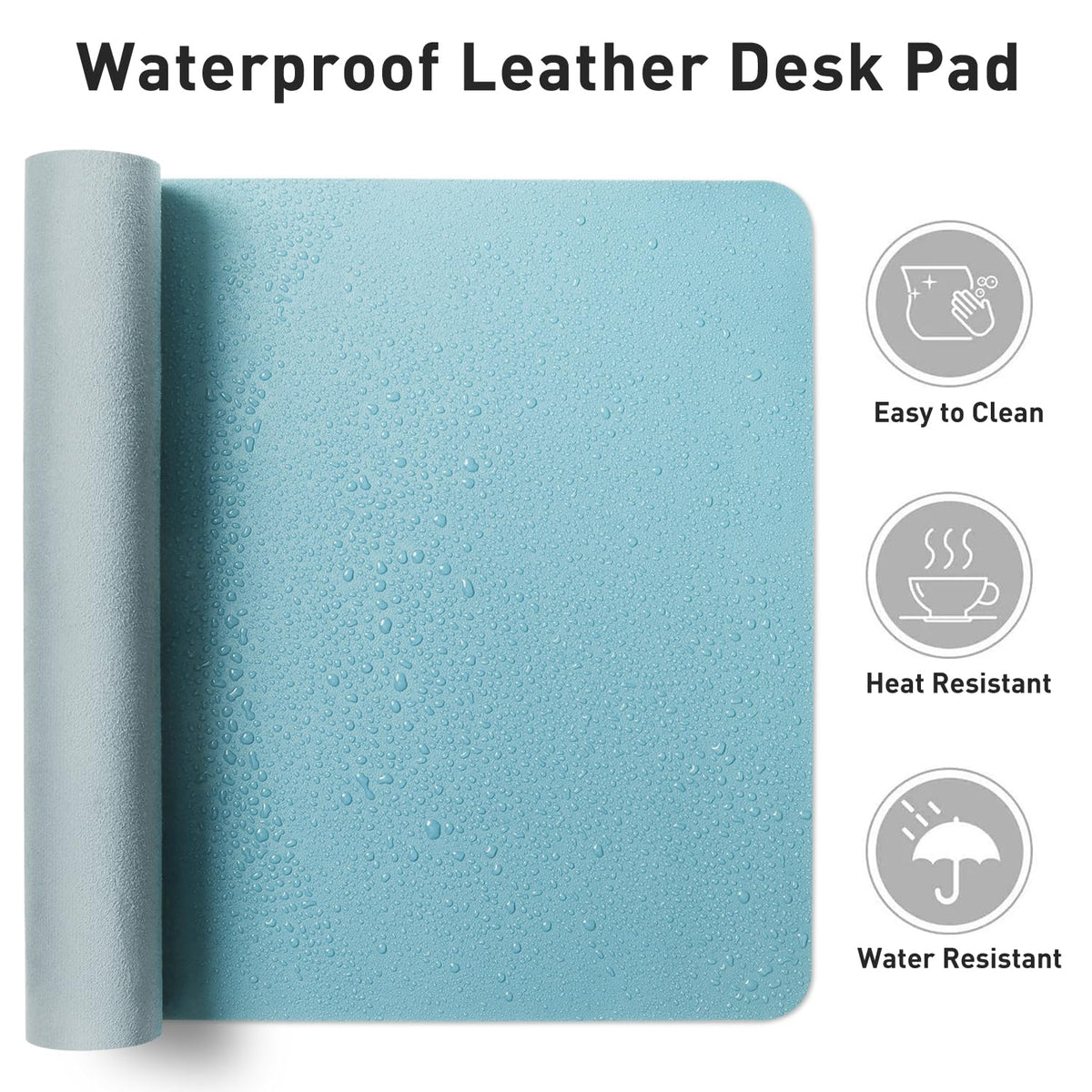 Aothia Faux Leather Desk Mat – Large Mouse Pad, Non-Slip PU Leather Blotter, Waterproof Writing
