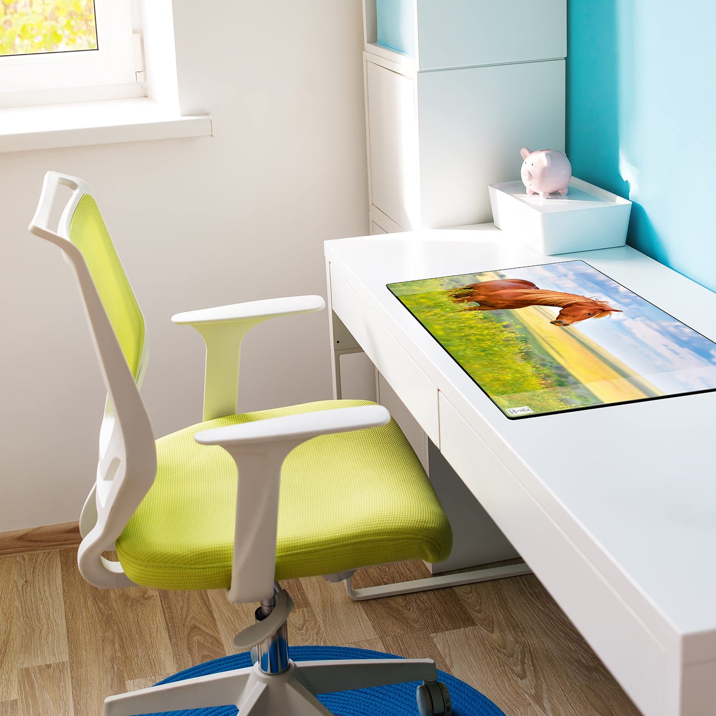 Kangaro Horse Desk Mat Non-Slip 38 x 58 cm with 2 Pockets for Children, Teenagers and Studies