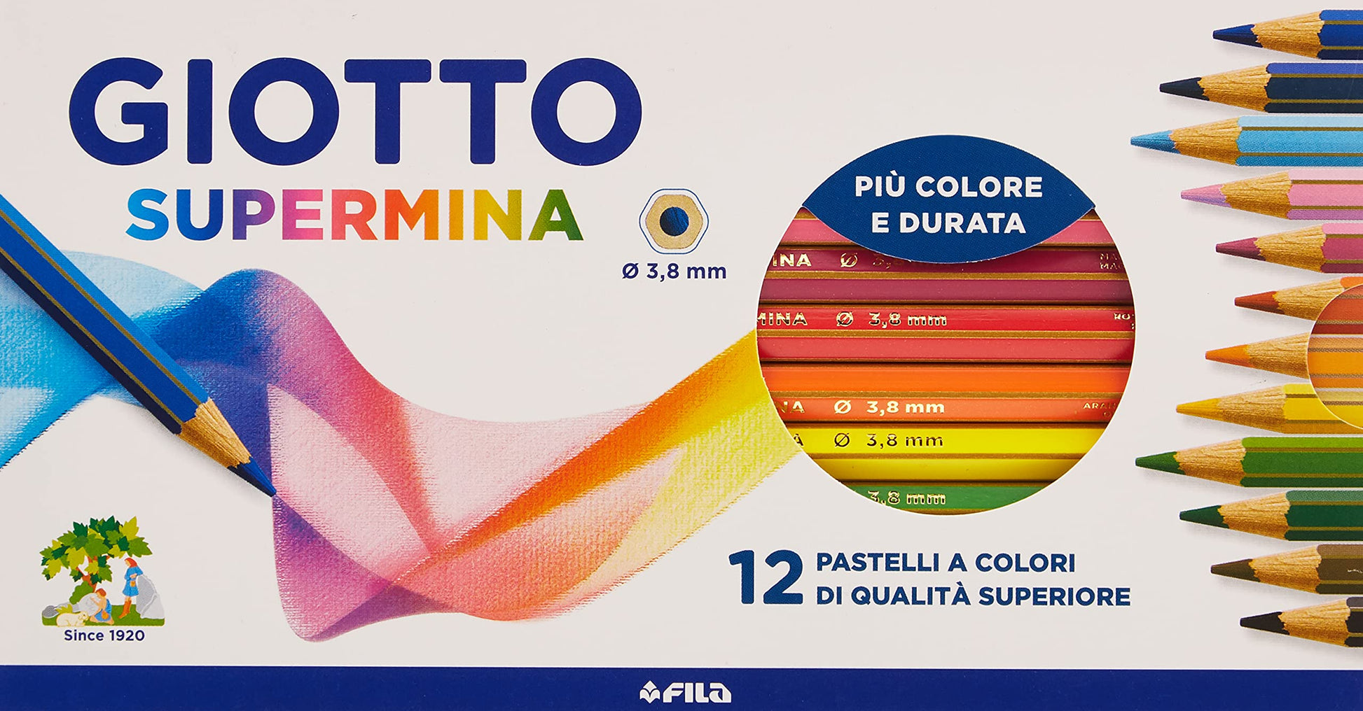 Giotto Supermina 12 Pieces – Pencil (12 Pieces), Assorted Models/Colours, 1 Unit