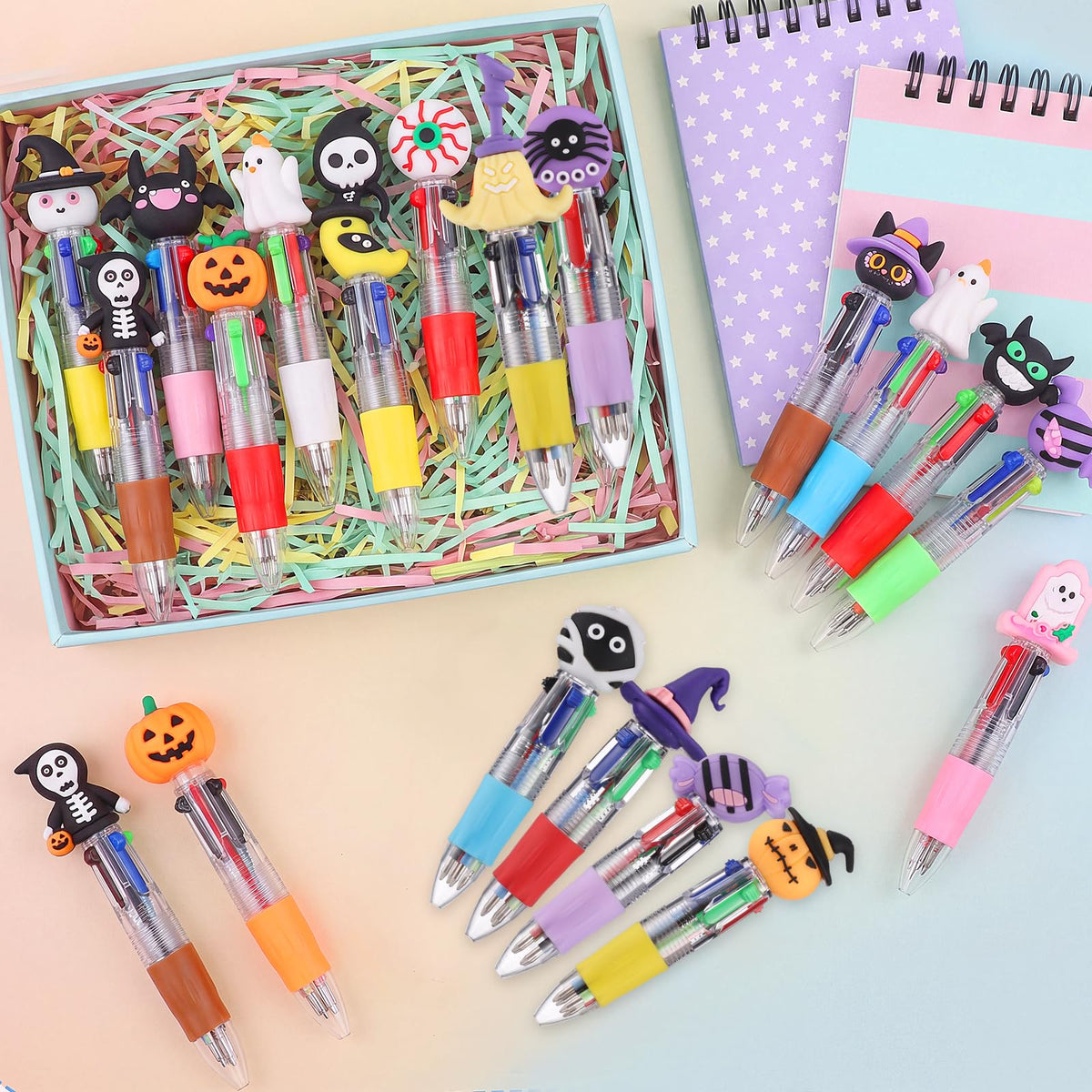 BESARME 48 Pcs Halloween Pens, Fun Multicolor Pens Gifts for Classroom