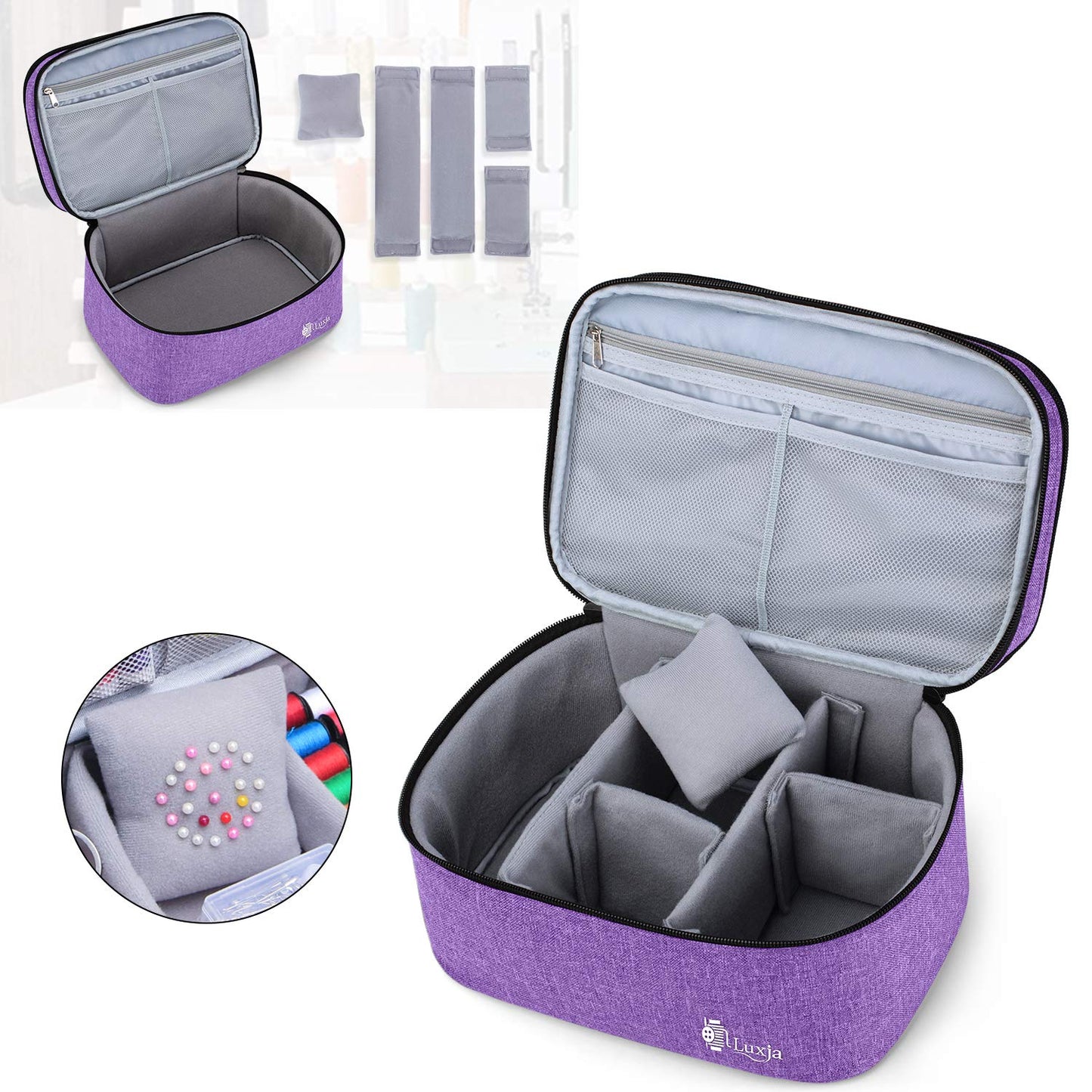 Luxja Double-Layer Large Sewing Organizer, Purple