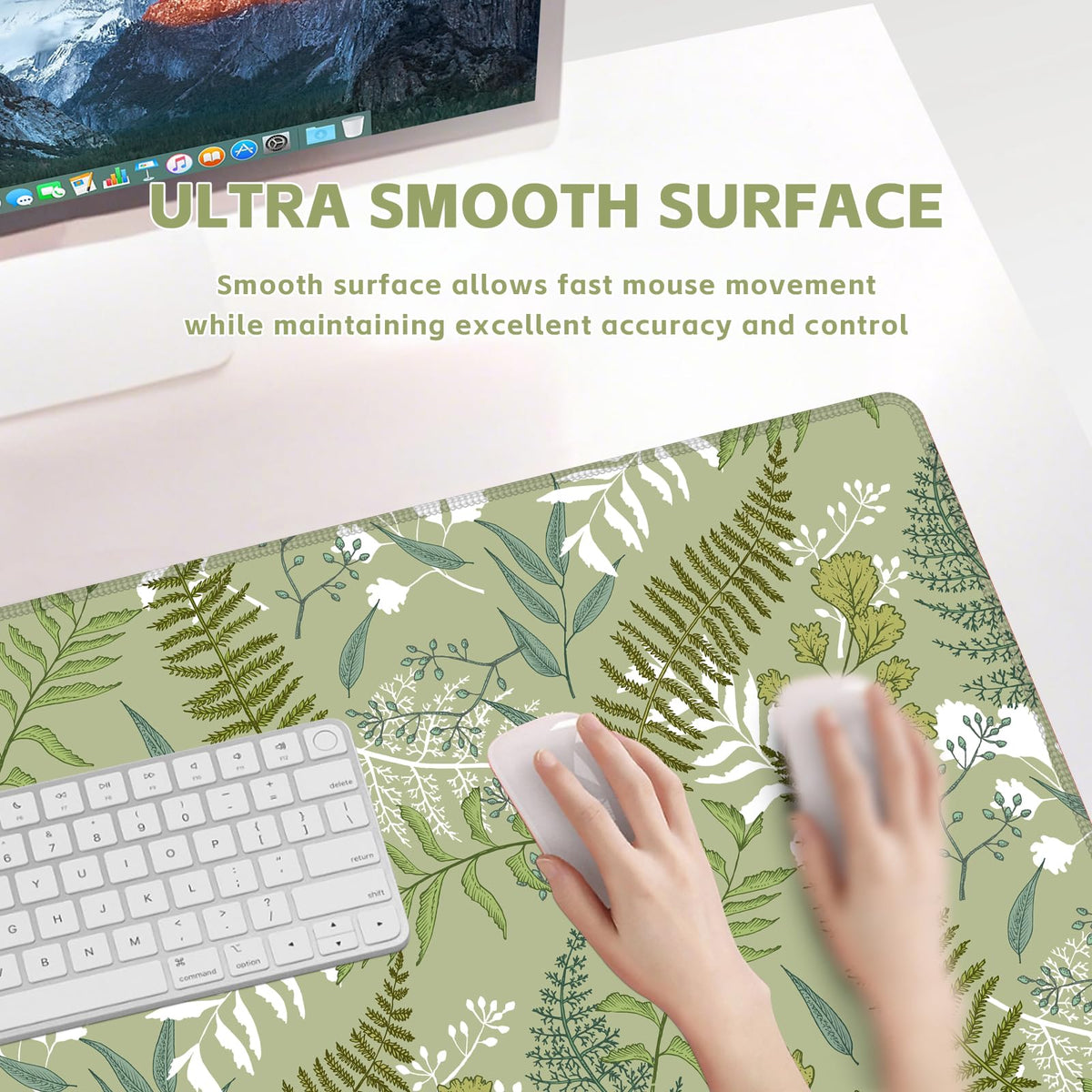 Baziabbo Green Desk Mat,XXL Extended Large Mouse Pad,Gaming Mousepad with Stitched Edge,Non-Slip