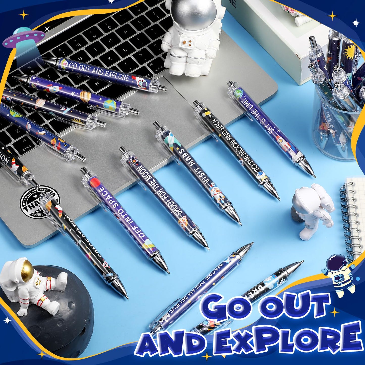 Dispowreath 48 Pcs Space Astronaut Pens Galaxy Ballpoint Pens Bulk Gifts