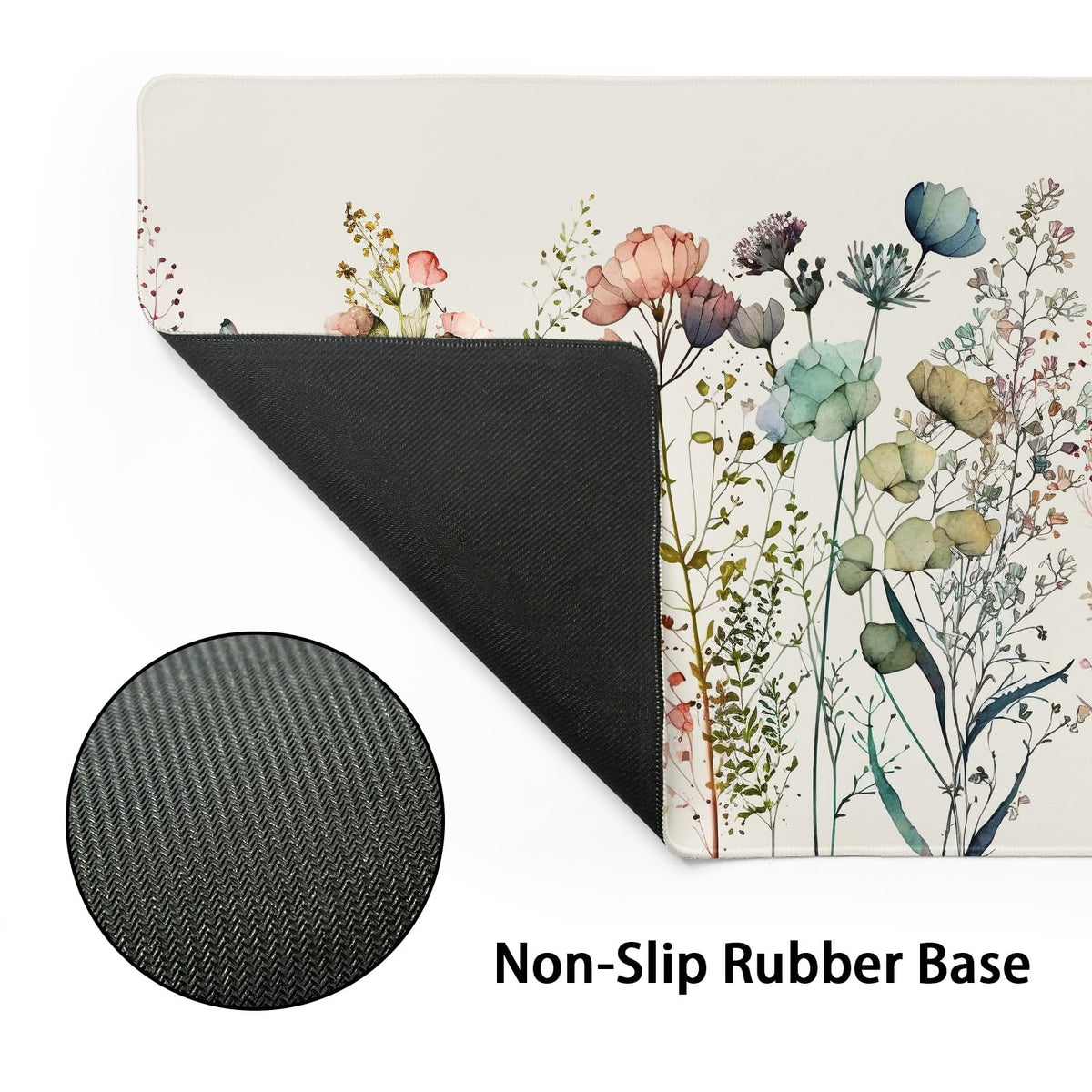 Cute Wild Flowers Mouse Pad XL Boho Aesthetic Floral Chic Plant Extended Table Mat 80X30cm Non-Slip