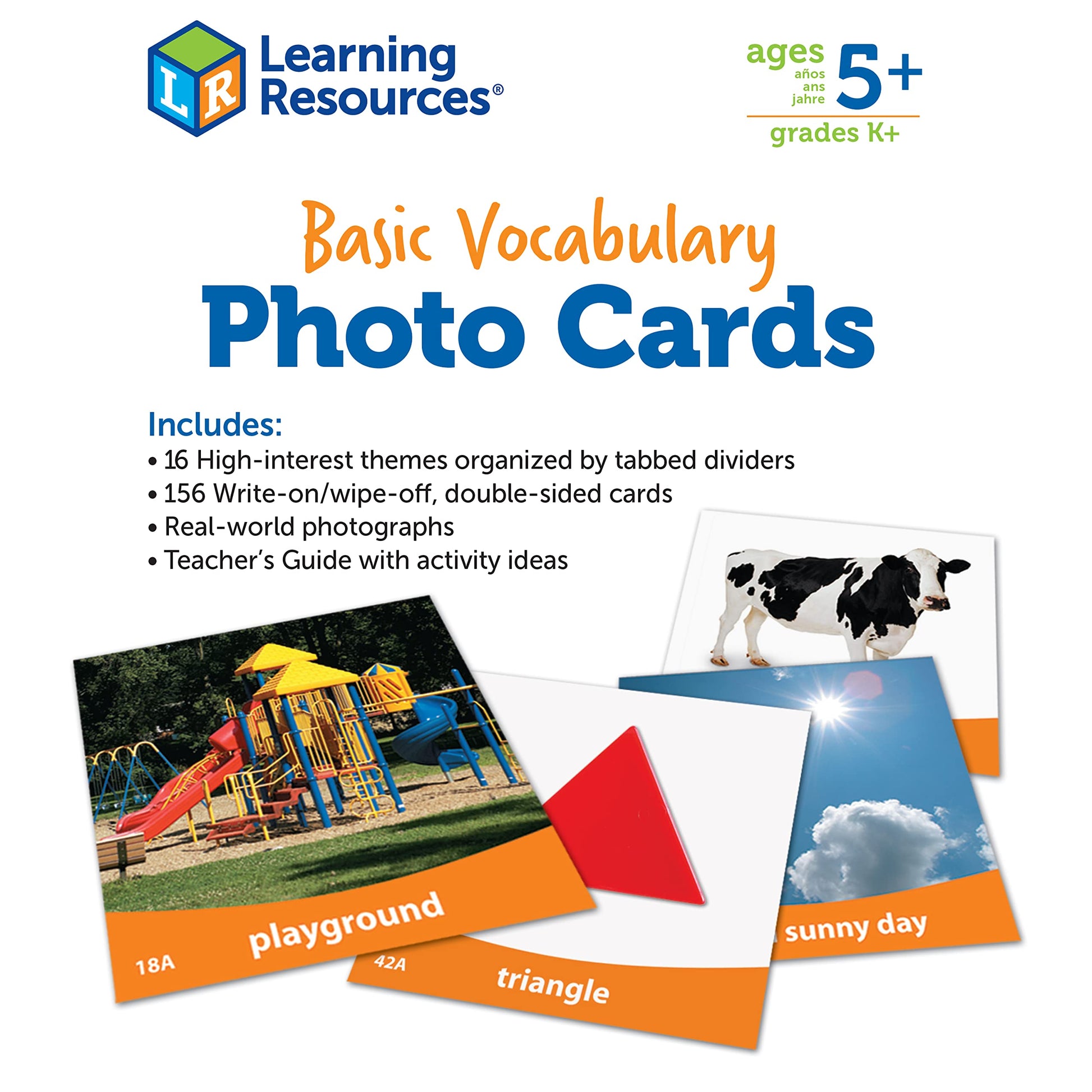 Learning Resources Basic Vocabulary Photo Cards, Vocabulary/Phonics Learning, Educational Games for