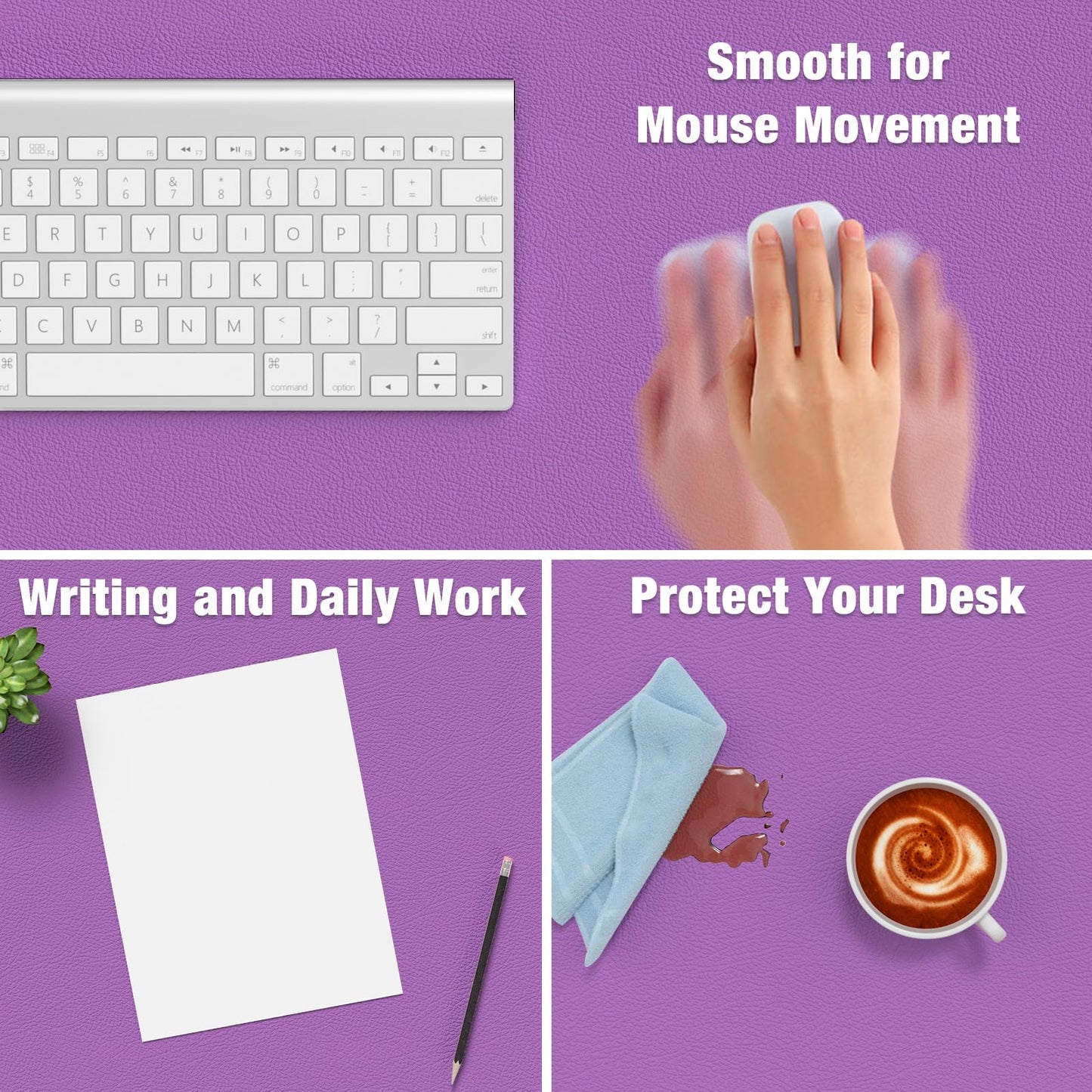 Hsurbtra Desk Pad, 48" x 17" PU Leather Desk Mat, XXXL Extended Mouse Pad, Waterproof Desktop