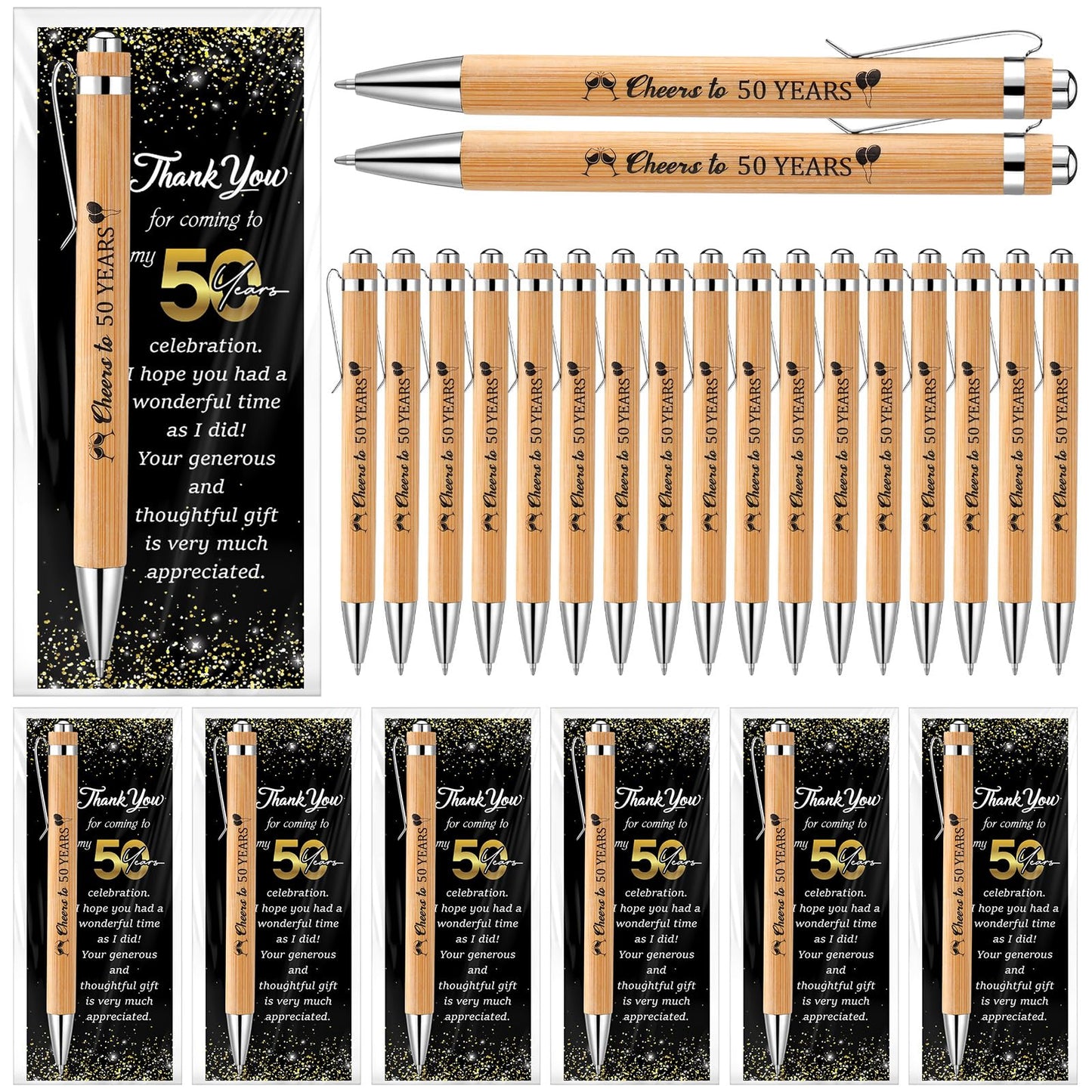 Sayglossy 25 Sets 50th Birthday Party Favors with Pens Andthank You Cards