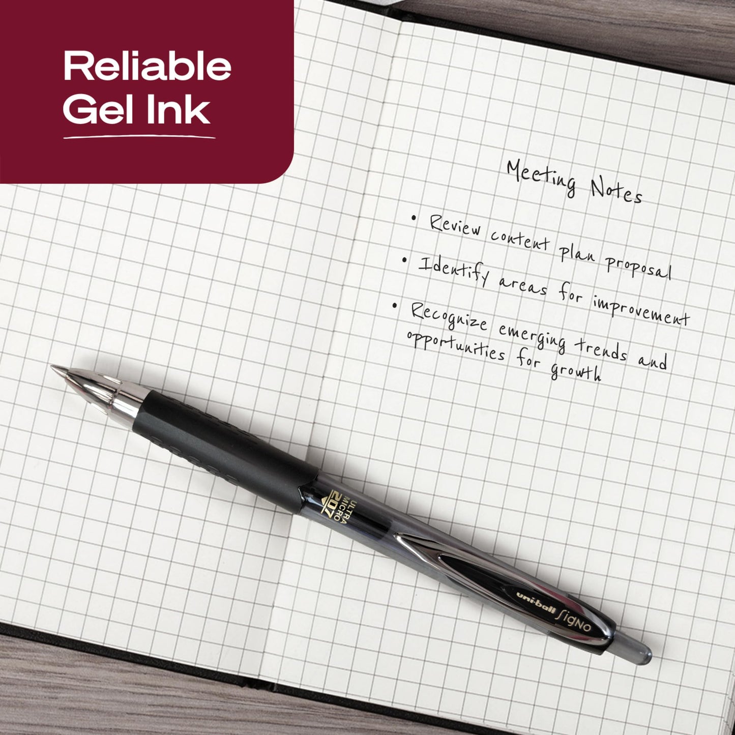 uniball™ 207 Gel Pens, Black Ink, 0.38mm Ultra Micro Point, 12 Count