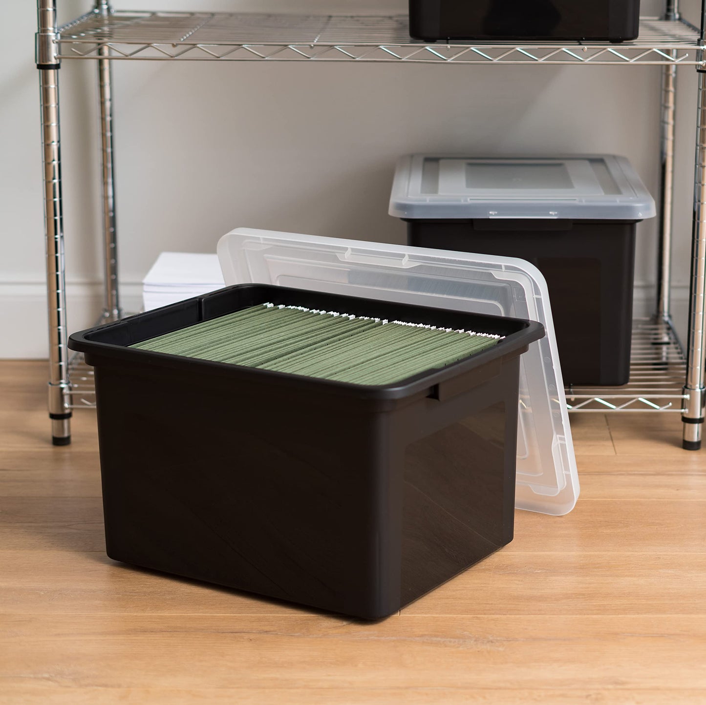IRIS USA 35 Qt. Letter/Legal File Box with Latching Lid, Black