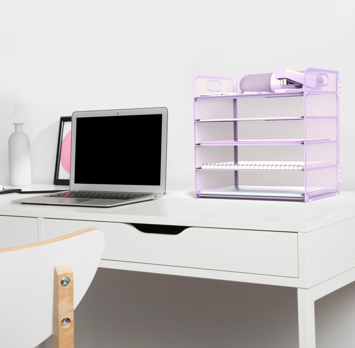 Letter Tray Paper Organizer 5-Tier Desk Organizer File Organizer Paper Holder with Handle, Metal