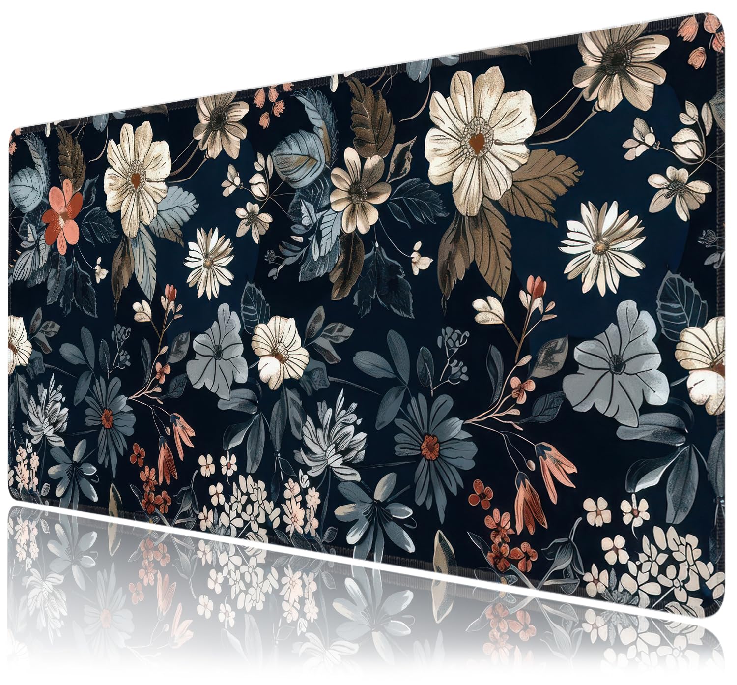Dark Flower Large Mouse Pad,Gaming Keyboard Desk Pad,Extended Mouse Mat Non-Slip Rubber Base with