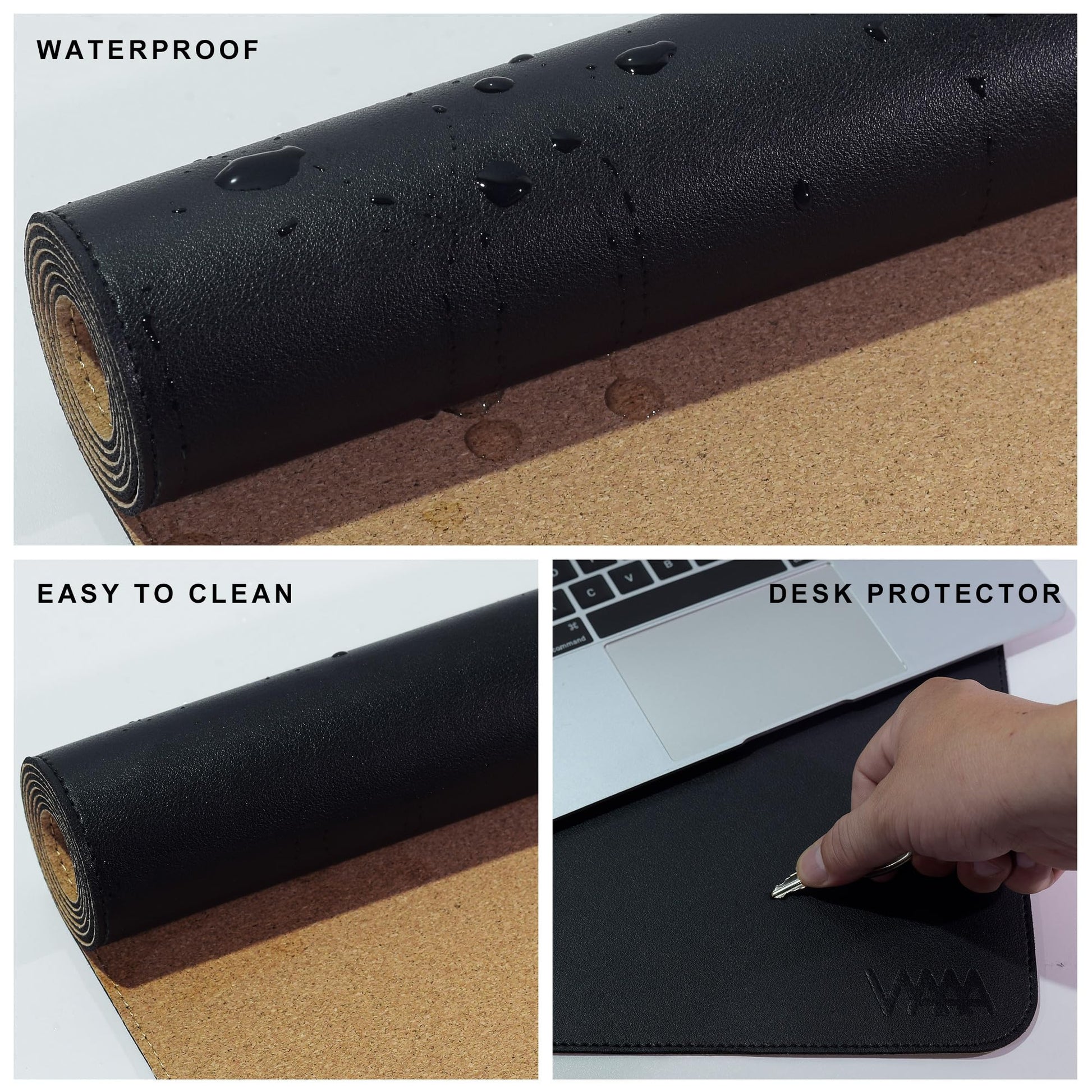 VYAAA Cork & PU Leather Desk Mat, 51"×19" Keyboard Mouse Pad, Office Desk Mat for Home or Office