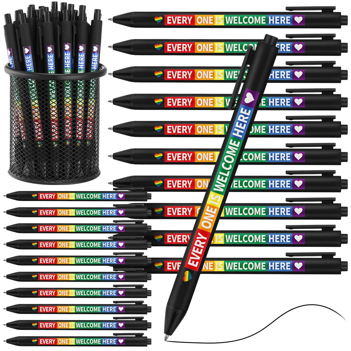 Weekgrat 48 Pcs Pride Ballpoint Pens Lgbtq Rainbow Party Favors Bulk