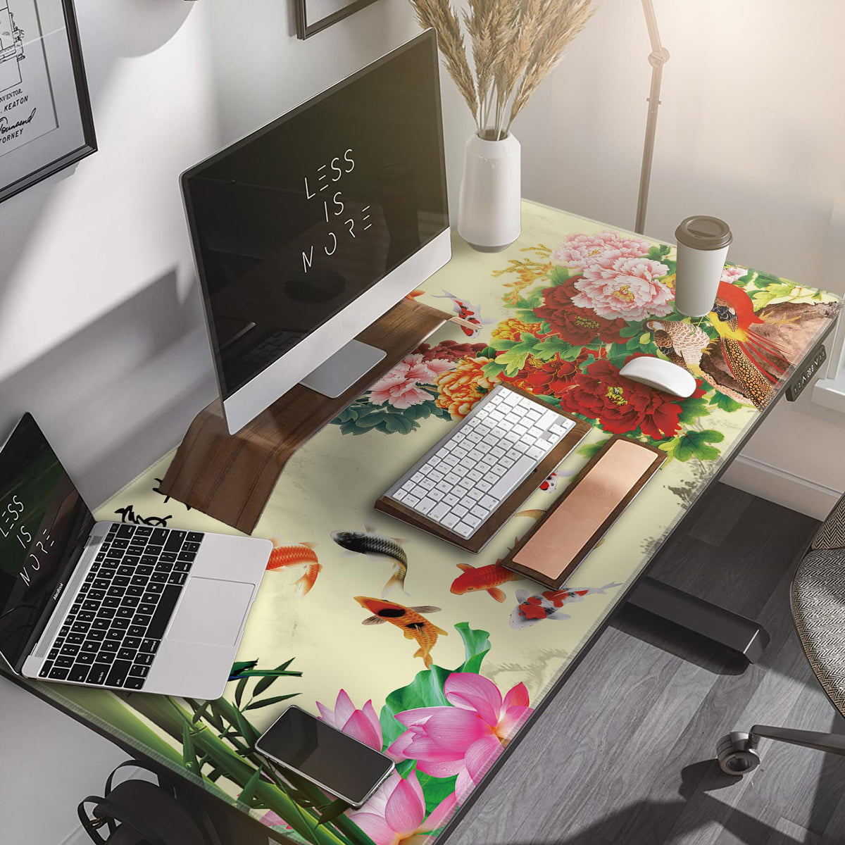 LL-COEUR XXL Landscape Gaming Mouse Pad Computer Keyboard Mat Office Desk Pad (Fish, 47.2" x 23.6"