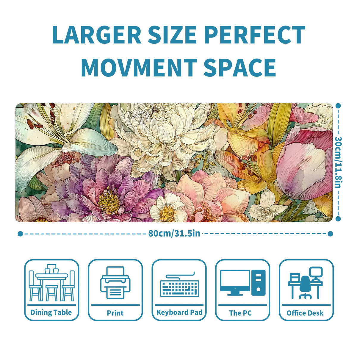 Retro Blossom Boho Floral Mouse Pad Desk Mat XL Extended Large Gaming Desk Pad Mousepad, Floral