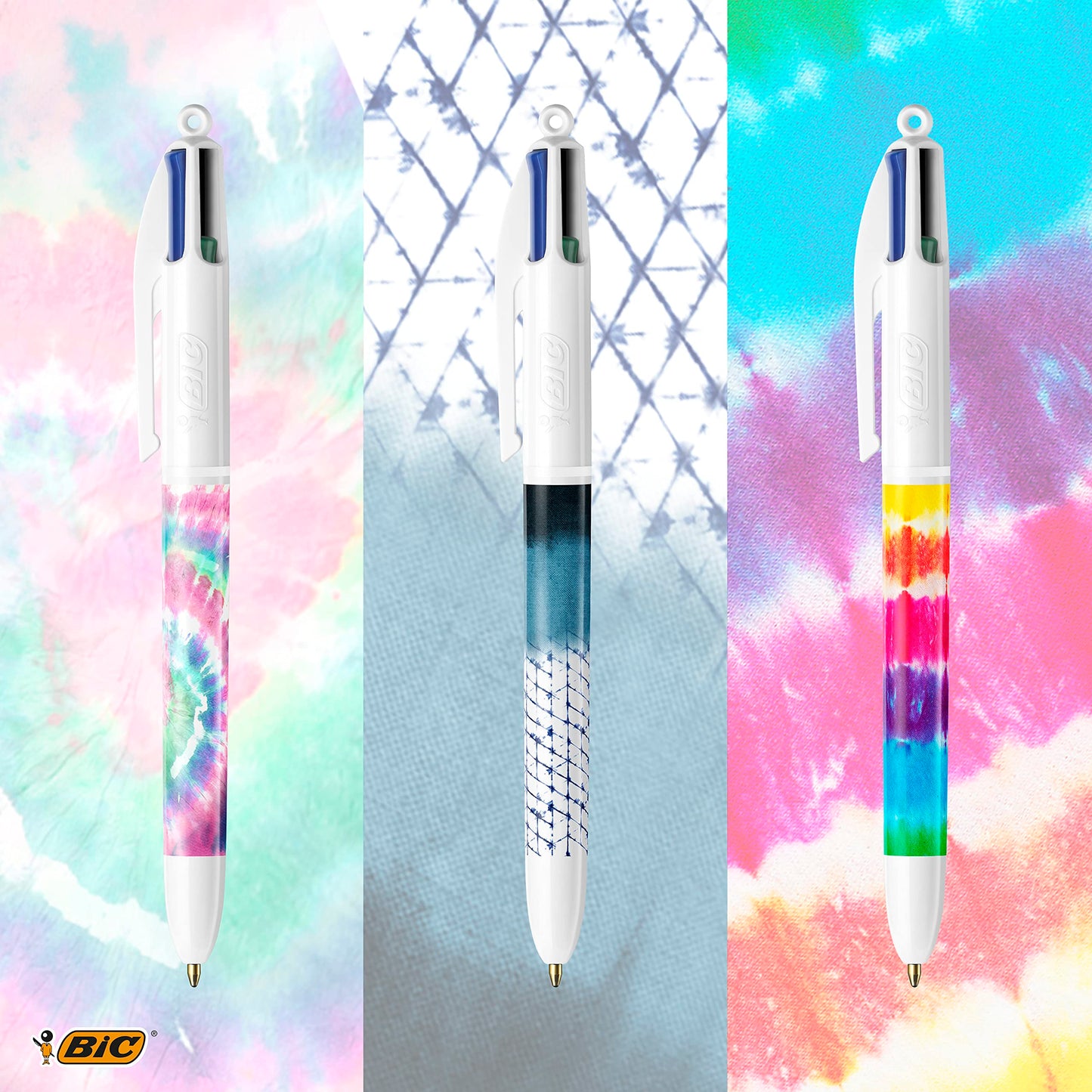 Bic 4 Colors Decors Messages or Botanical Collection and Tie & Dye - Ballpoint Pens Medium Point