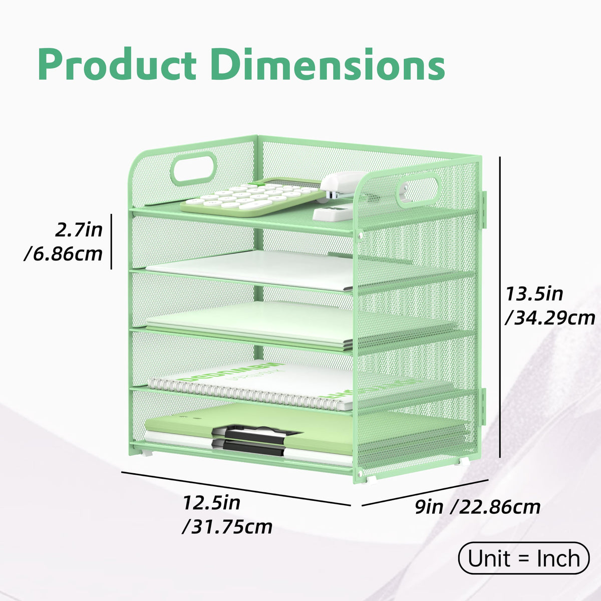 Supeasy 5 Trays Paper Organizer Letter Tray with Handle-Mesh Desk File Holders, Paper Sorter Desk