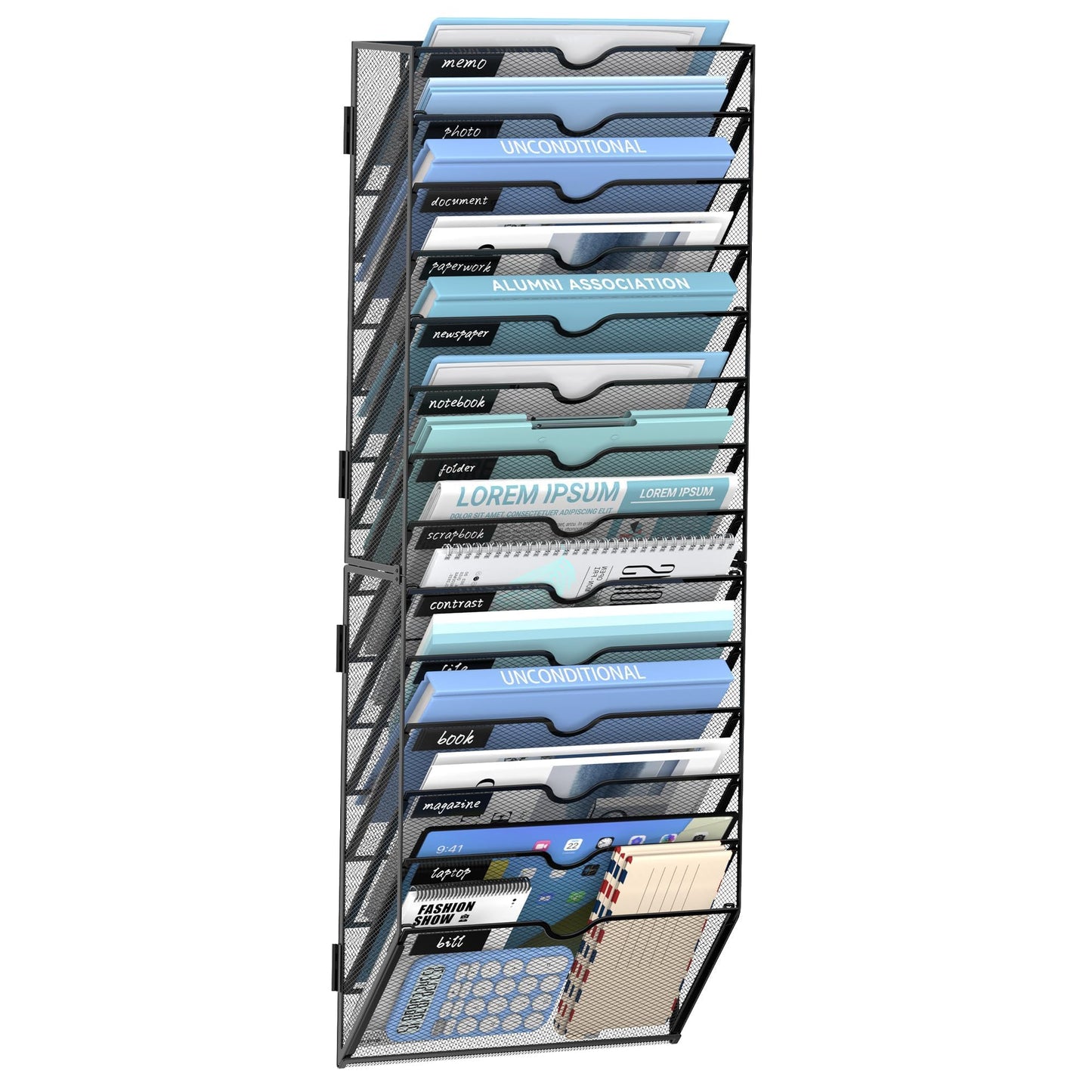 JMHUD 14-Tier Wall File Organizer and Hanging File Organizer, Black