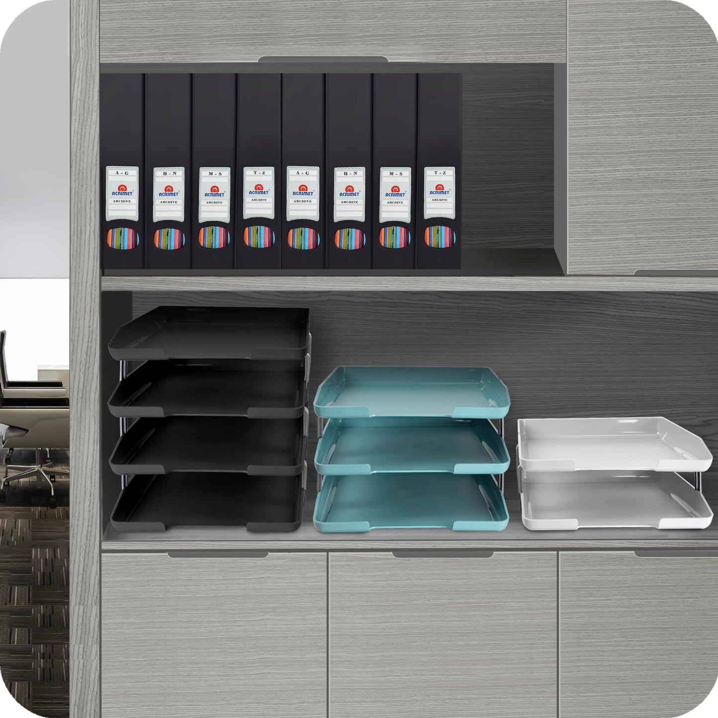 Acrimet Traditional 3 Tier Letter Tray, Front Load Design, A4 Letter Size, Desktop Organizer