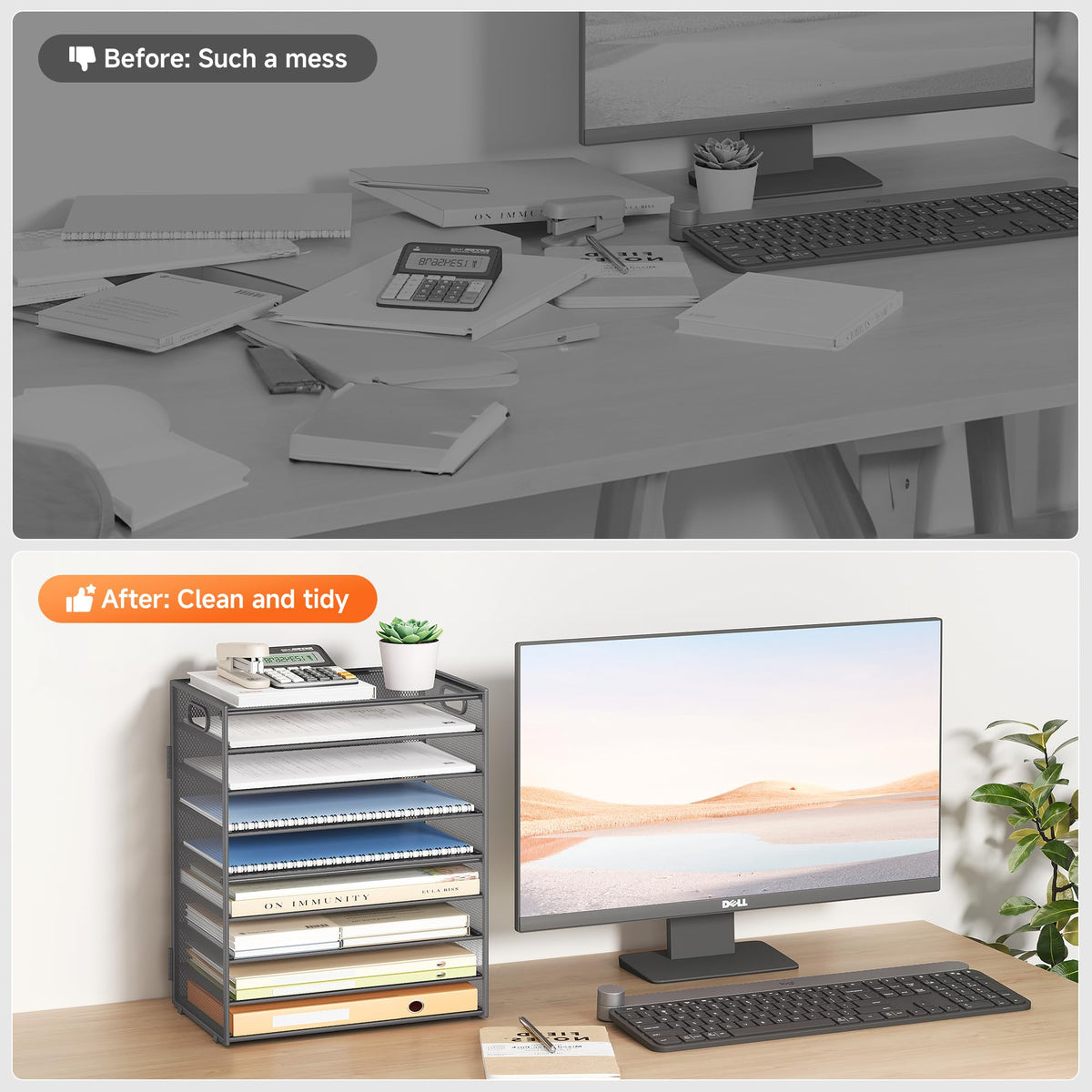 Paper Organizer for Desk Organizers and Accessories,9 Tier Gary Trays