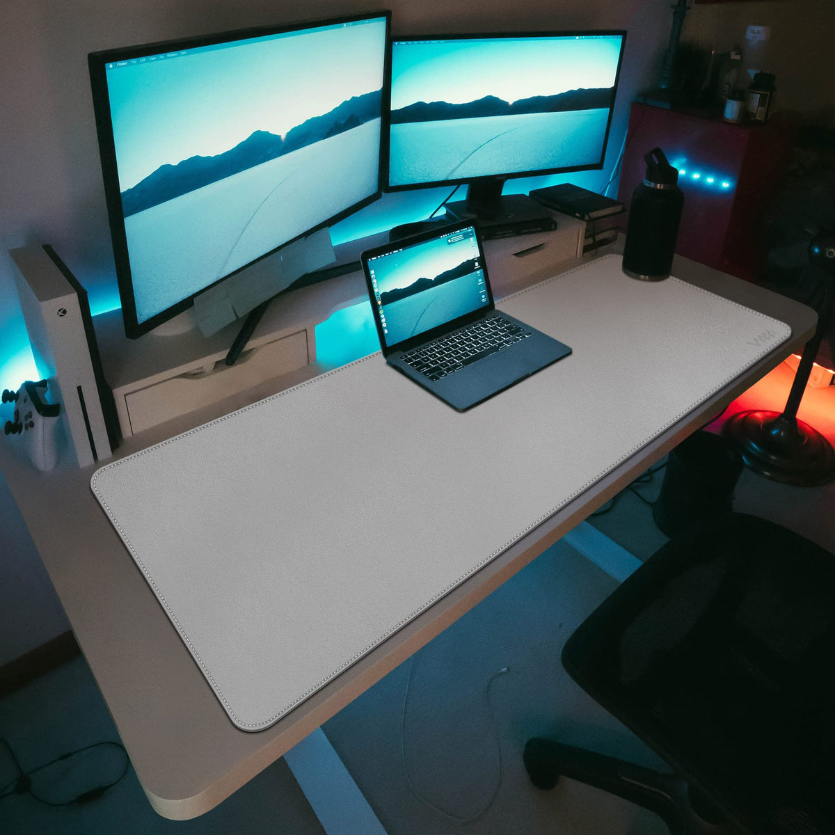 Vyaaa 55"x24"PU Leather Desk Mat, Large Desk Pad & Mouse Pad, Waterproof Office Desk Mat for Home