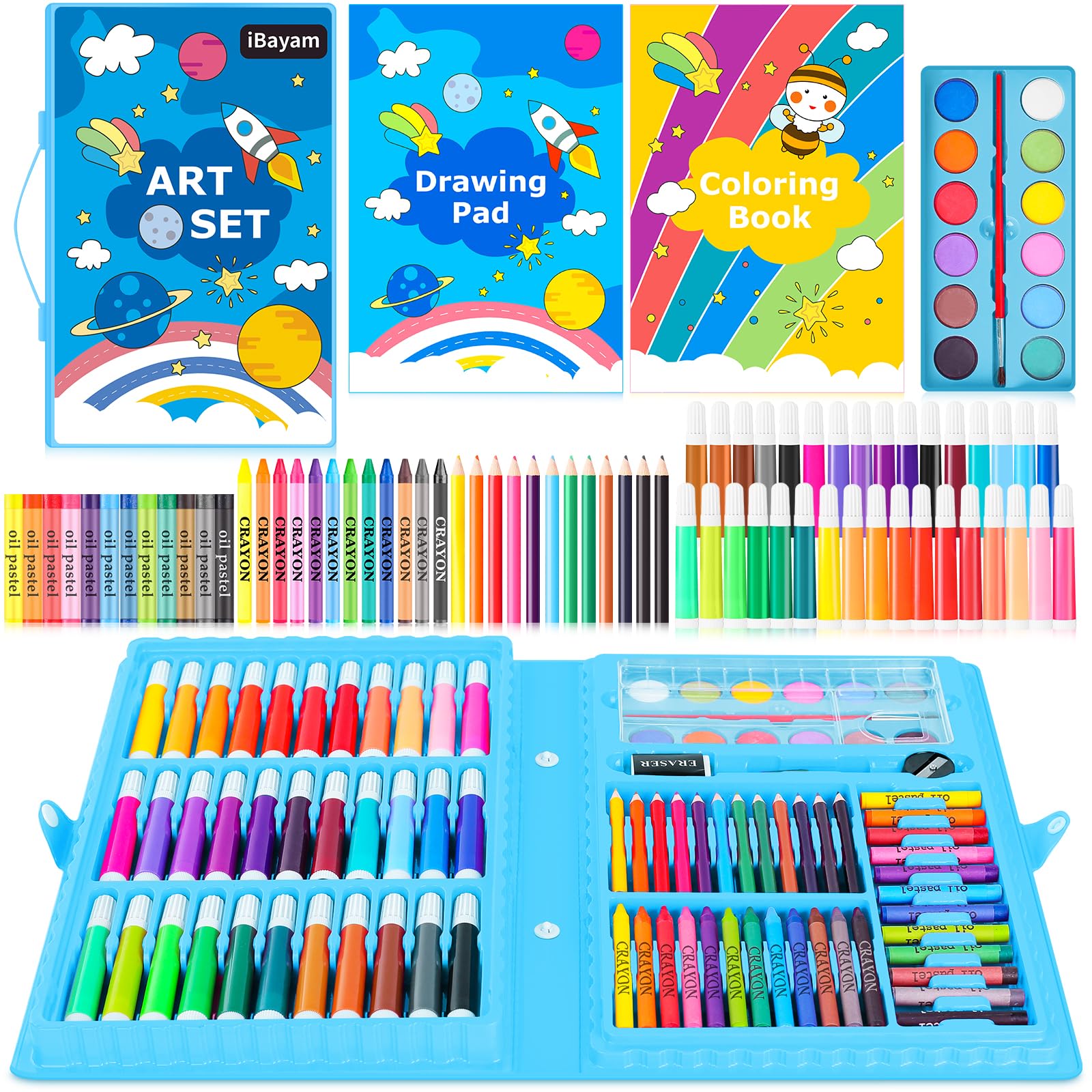 iBayam 149-Set: Crayons, Pastels, Pencils, Pens, Drawing Pad, Coloring Book