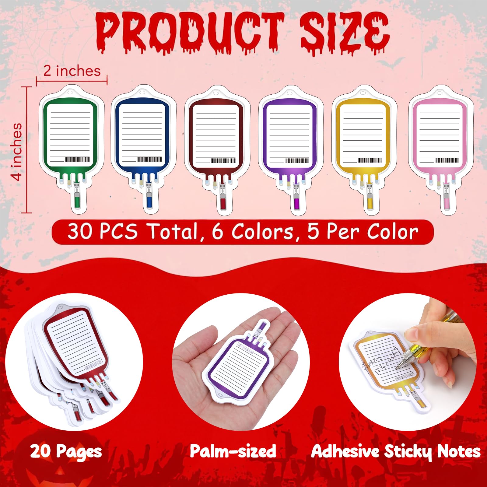 30 Sets Syringe Pens Set Includes 30 Fun Nurse Pens 30 Blood Bag Sticky Notes Black Ink Ballpoint
