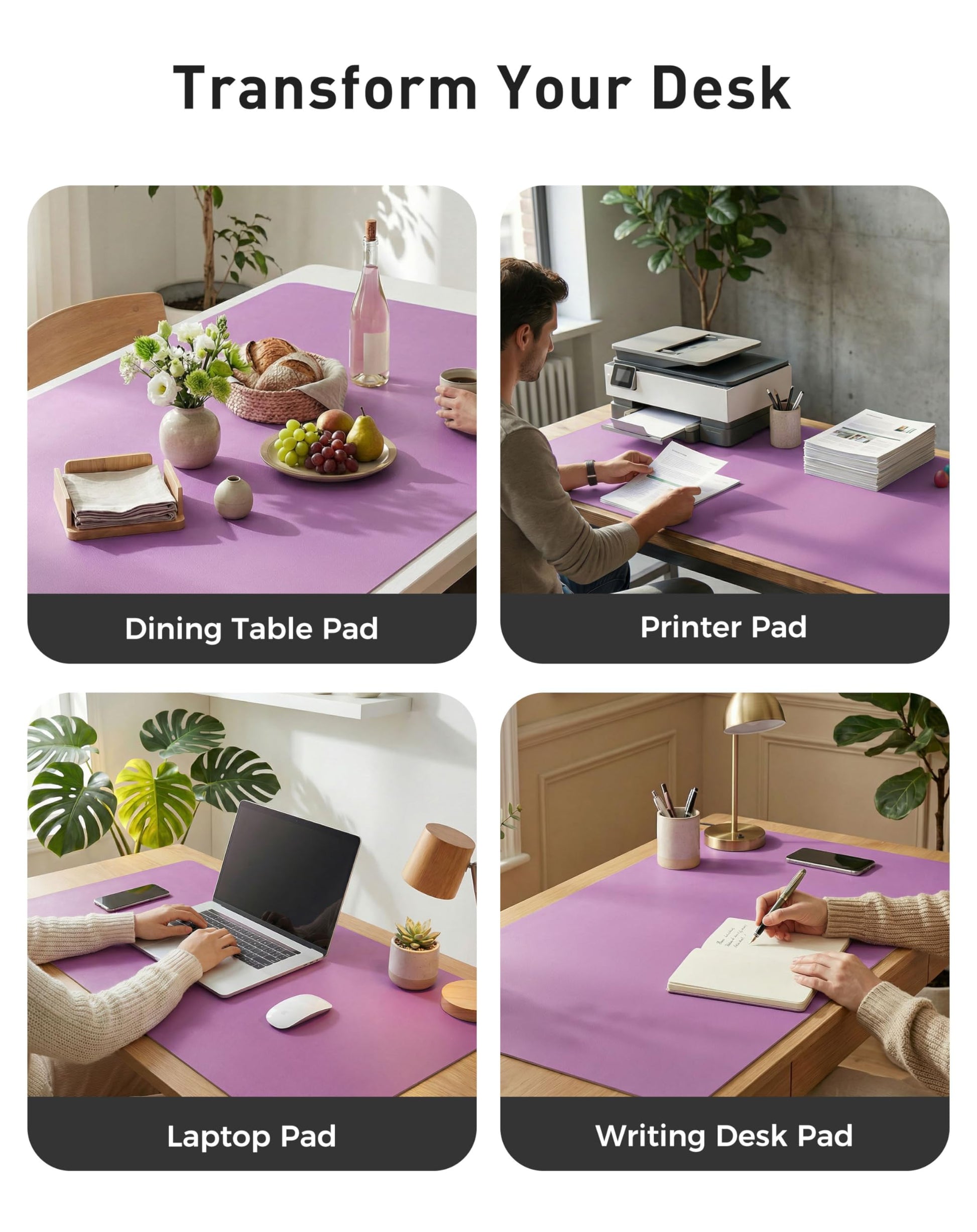 Aothia Faux Leather Desk Mat - Large Mouse Pad, Non-Slip PU Leather Blotter, Waterproof Writing