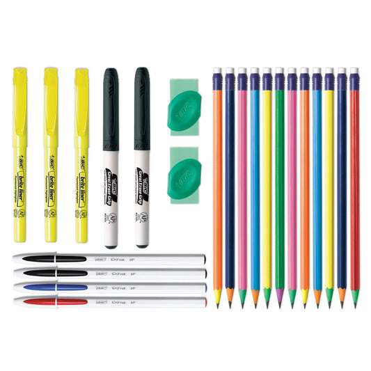 BIC Student Kit; Assorted Stationery Essentials; 23 Count