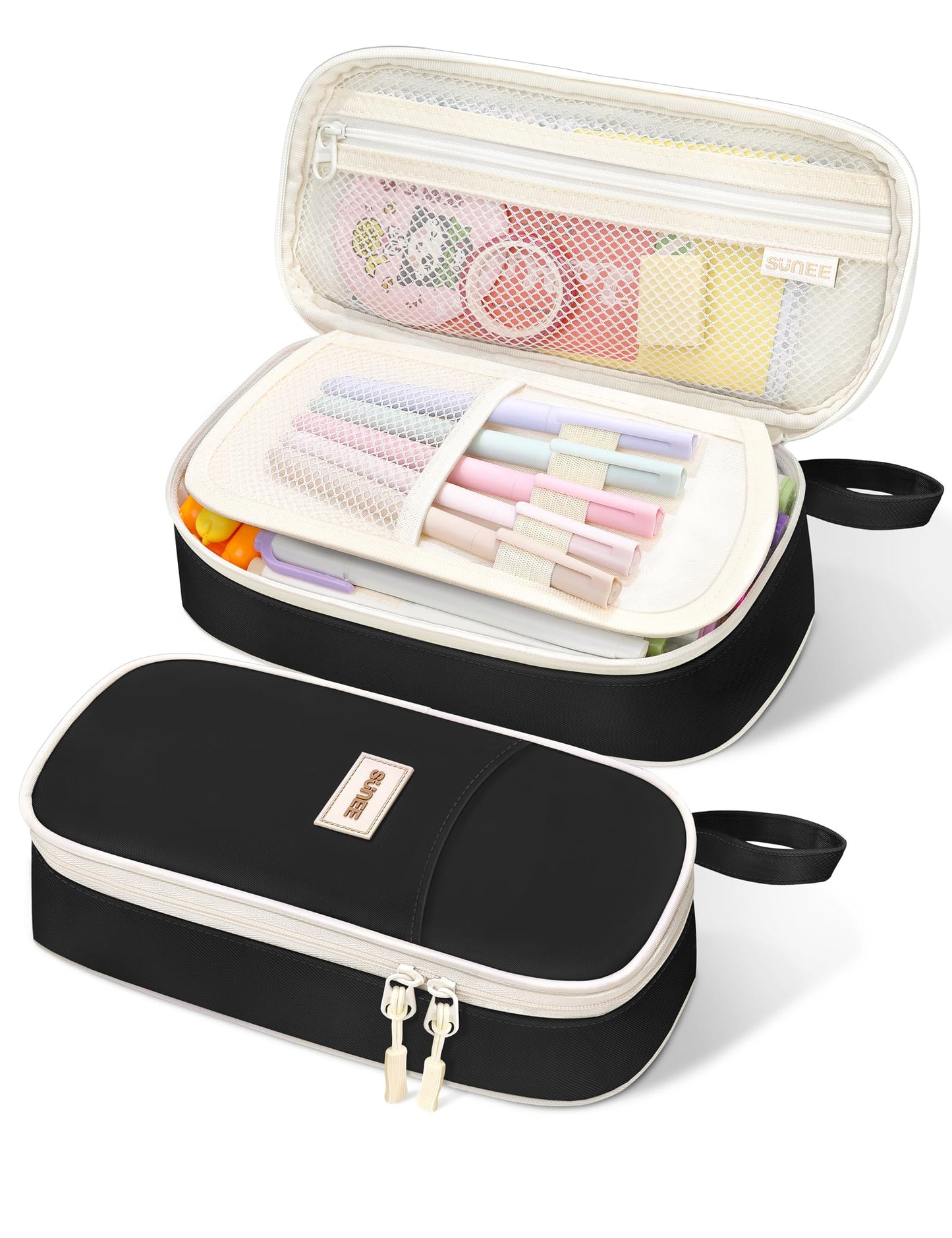 SUNEE Cute Pencil Case, Aesthetic Pen Pouch, Colored Large Pencil Bag with Zipper, Kawaii