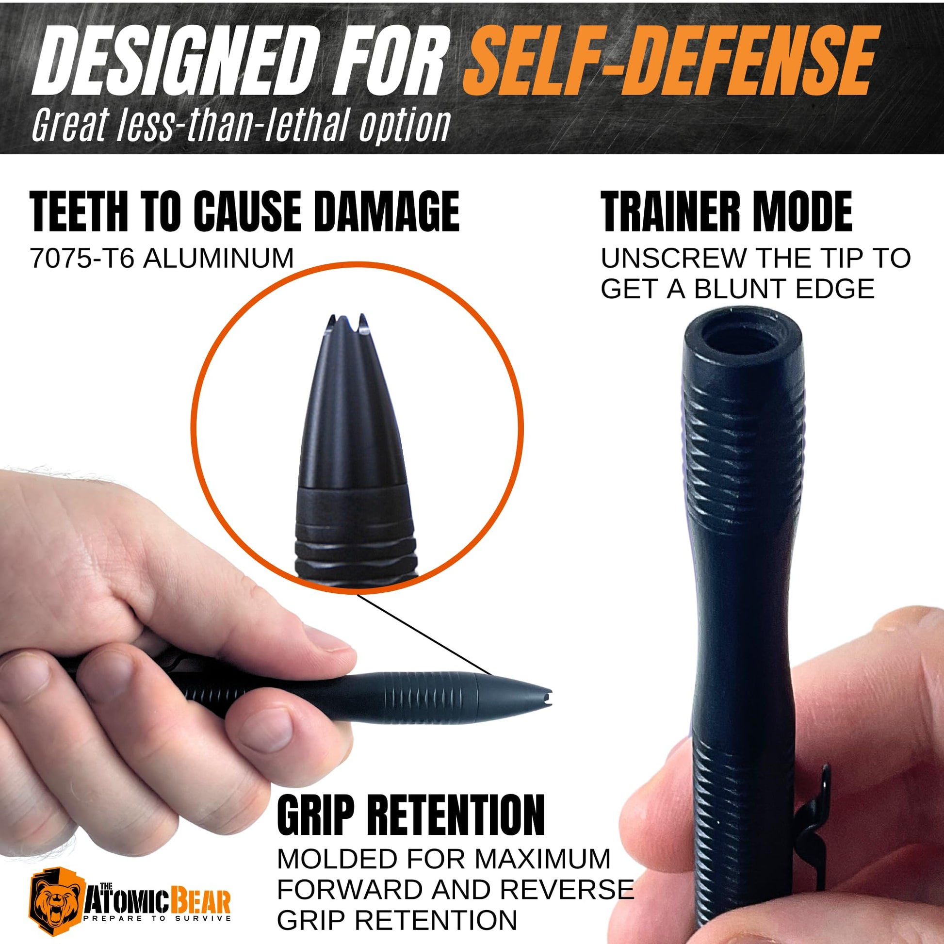 The Atomic Bear Stealth Pen Pro Tactical Pen for Self Defense - Enhanced Writing Survival Pen with